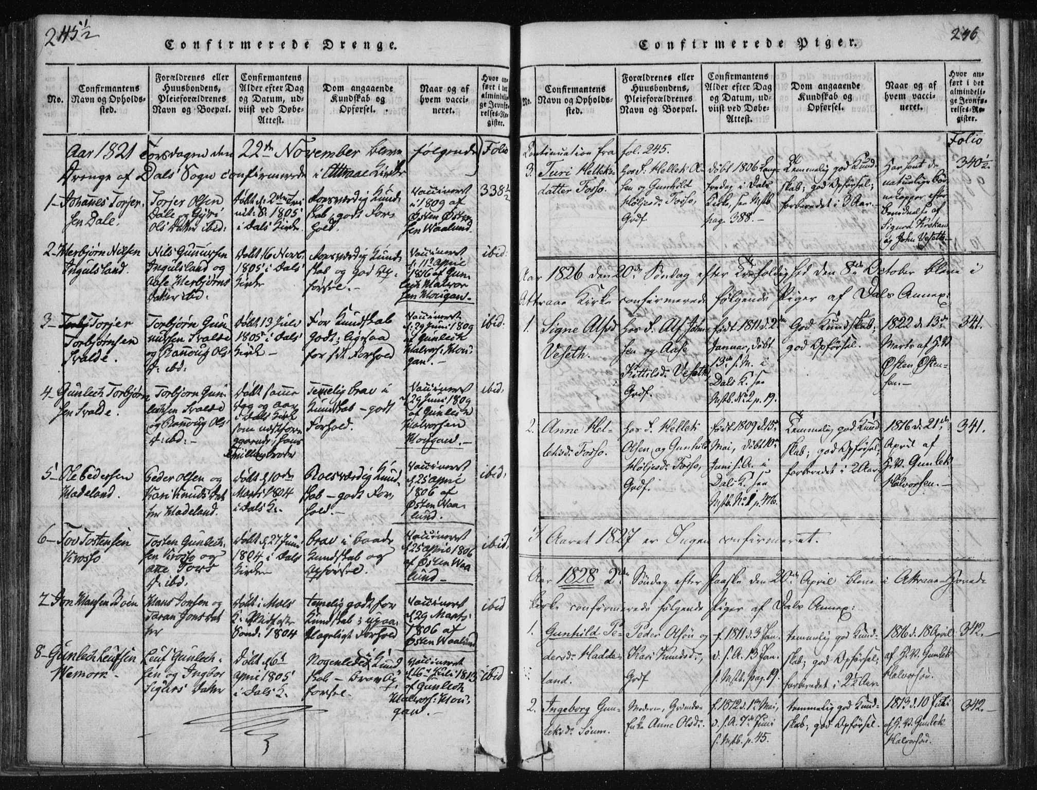 Tinn kirkebøker, SAKO/A-308/F/Fc/L0001: Parish register (official) no. III 1, 1815-1843, p. 246