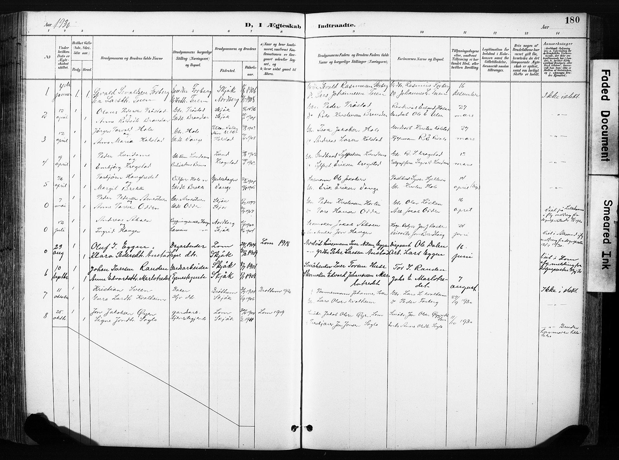 Skjåk prestekontor, AV/SAH-PREST-072/H/Ha/Hab/L0003: Parish register (copy) no. 3, 1893-1932, p. 180