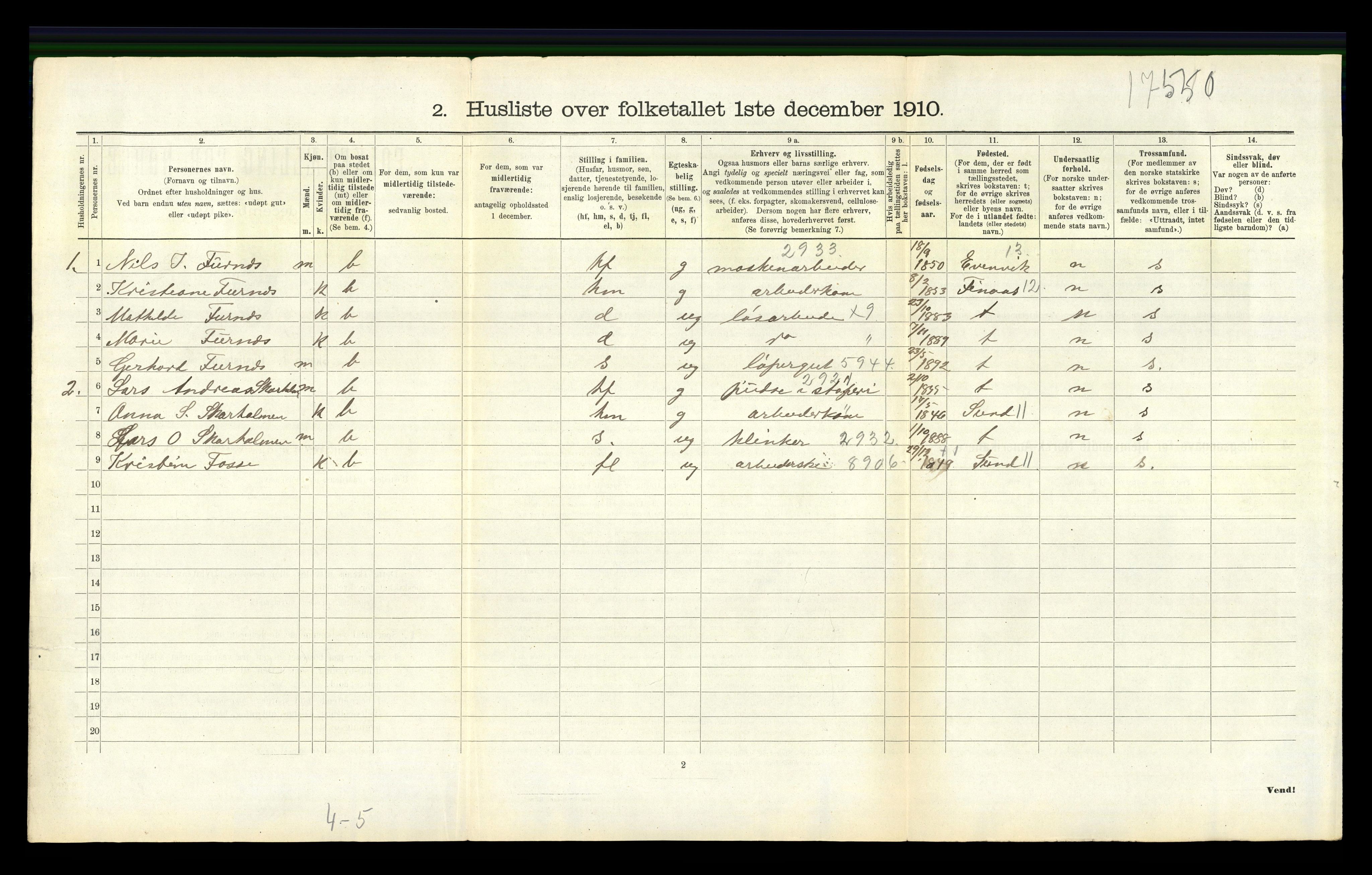 RA, 1910 census for Askøy, 1910, p. 2085