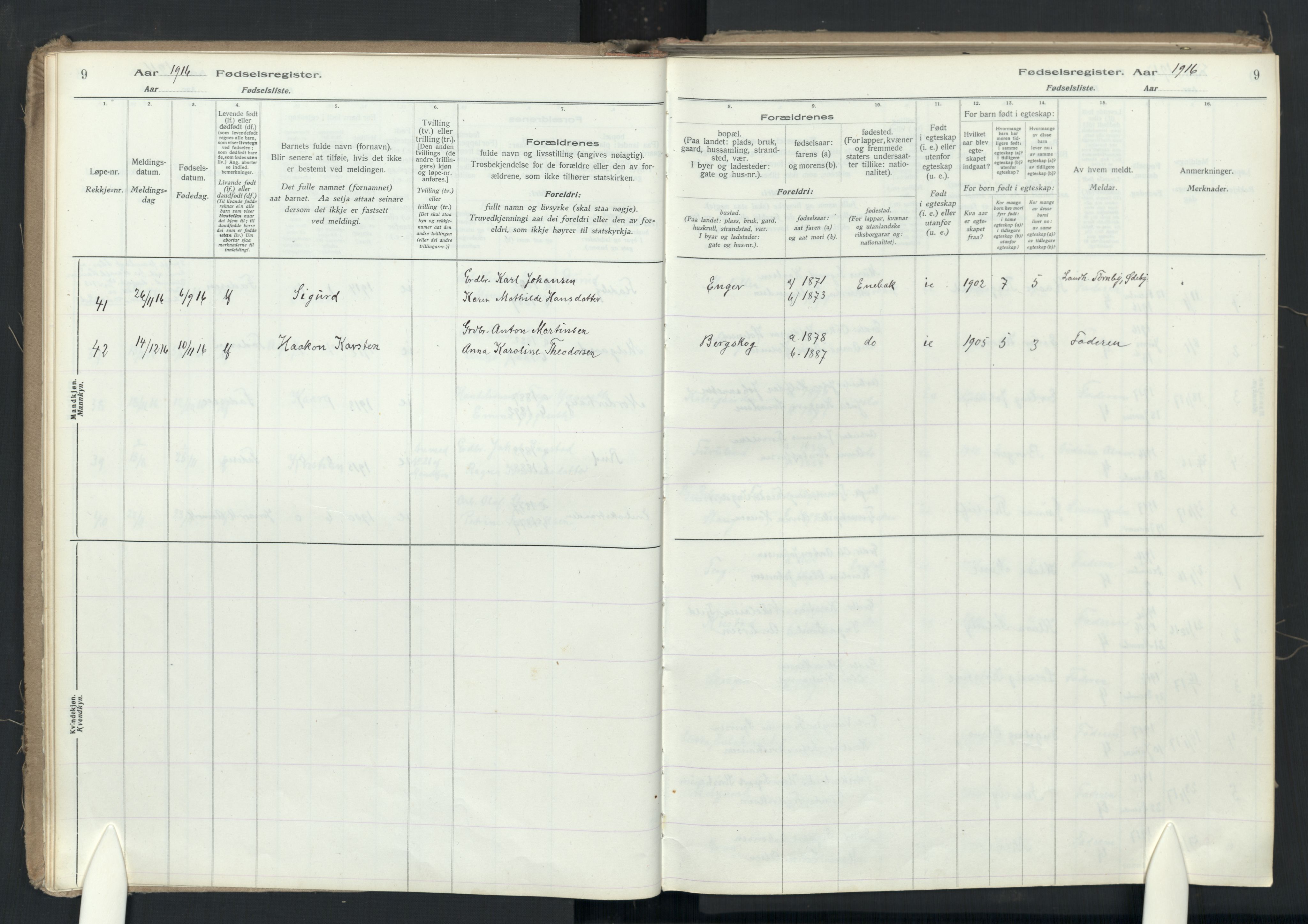 Enebakk prestekontor Kirkebøker, SAO/A-10171c/J/Ja: Birth register no. I 1, 1916-1948, p. 9