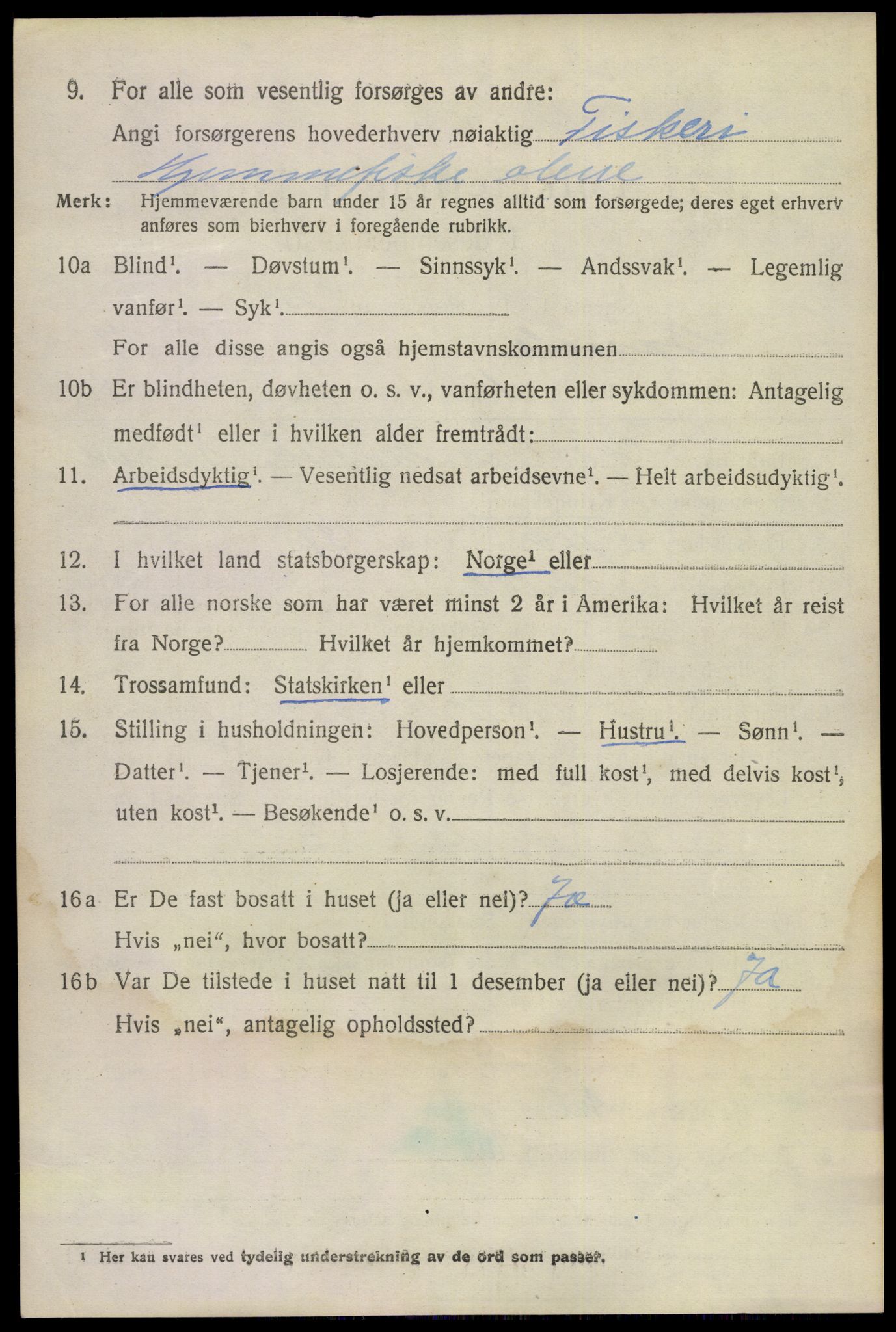 SAKO, 1920 census for Bamble, 1920, p. 6914