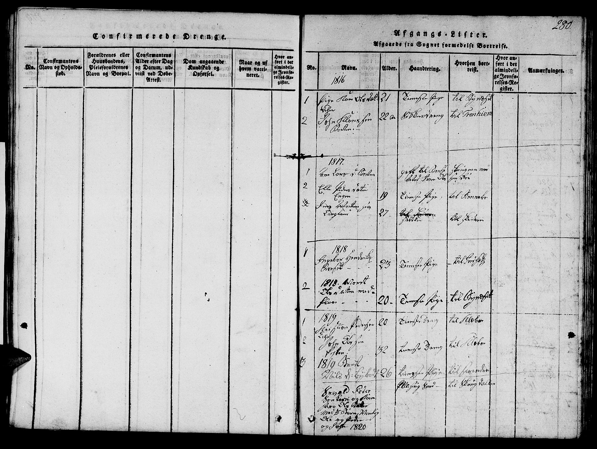 Ministerialprotokoller, klokkerbøker og fødselsregistre - Sør-Trøndelag, SAT/A-1456/693/L1121: Parish register (copy) no. 693C02, 1816-1869, p. 280