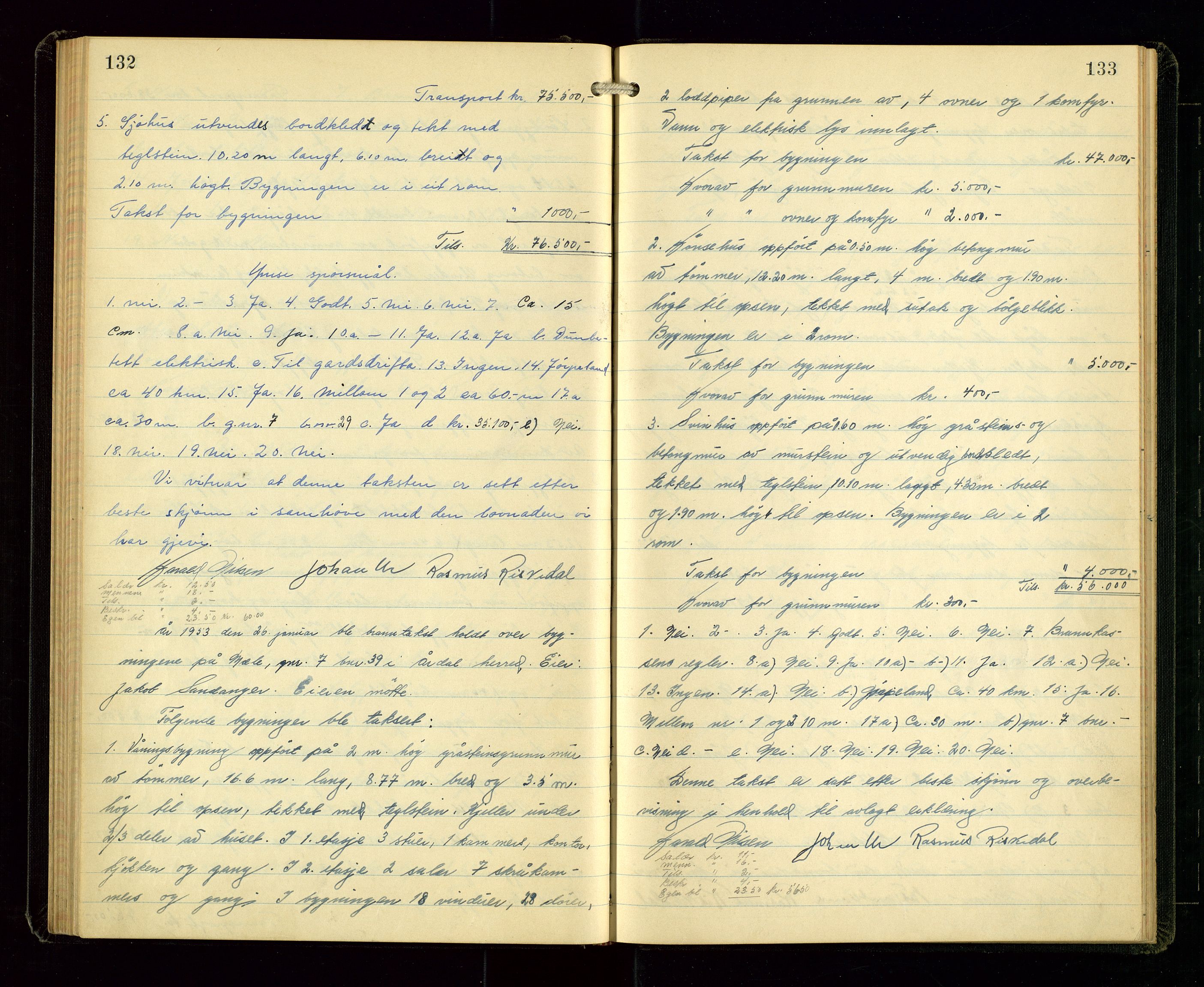 Årdal lensmannskontor, AV/SAST-A-100453/Goa/L0002: Branntakstprotokoll, 1940-1955, p. 132-133