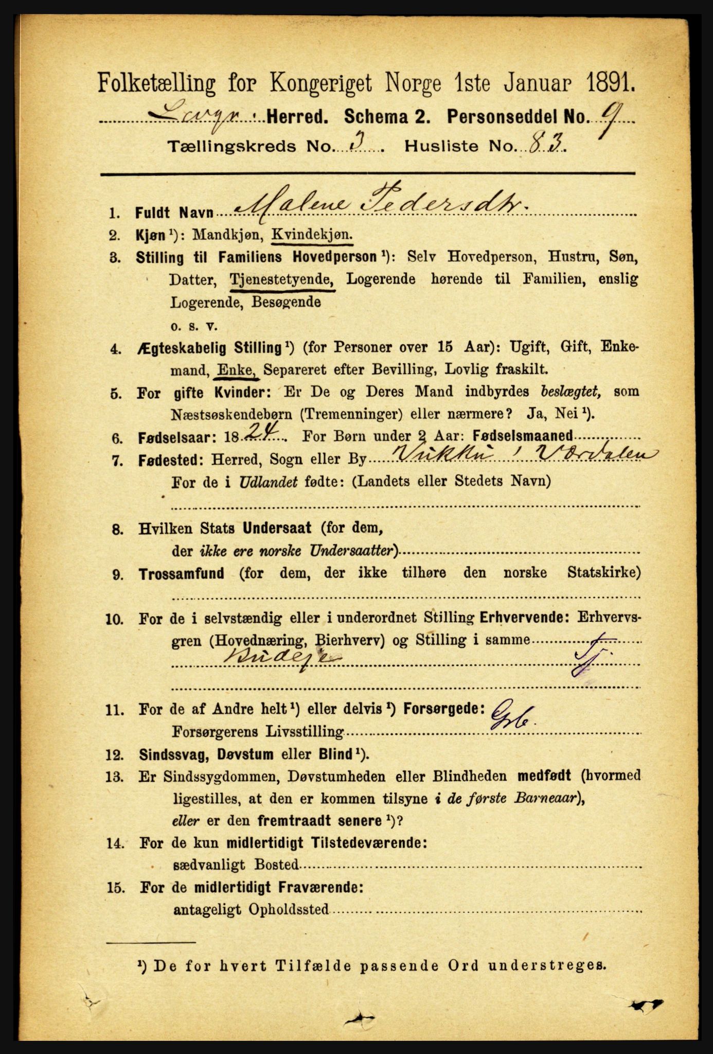 RA, 1891 census for 1720 Levanger, 1891, p. 2077