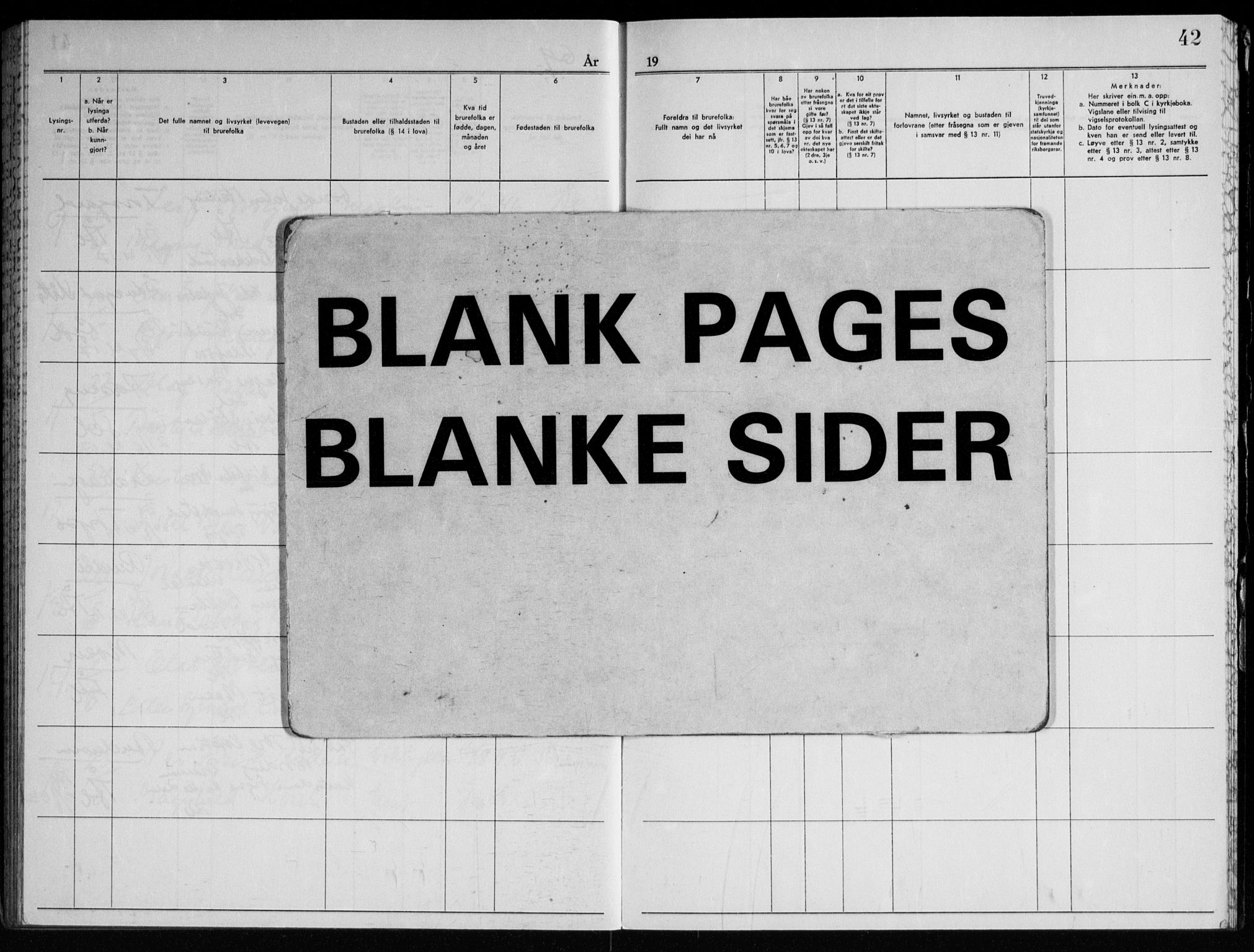 Ål kirkebøker, AV/SAKO-A-249/H/Ha/L0002: Banns register no. 2, 1957-1969, p. 42