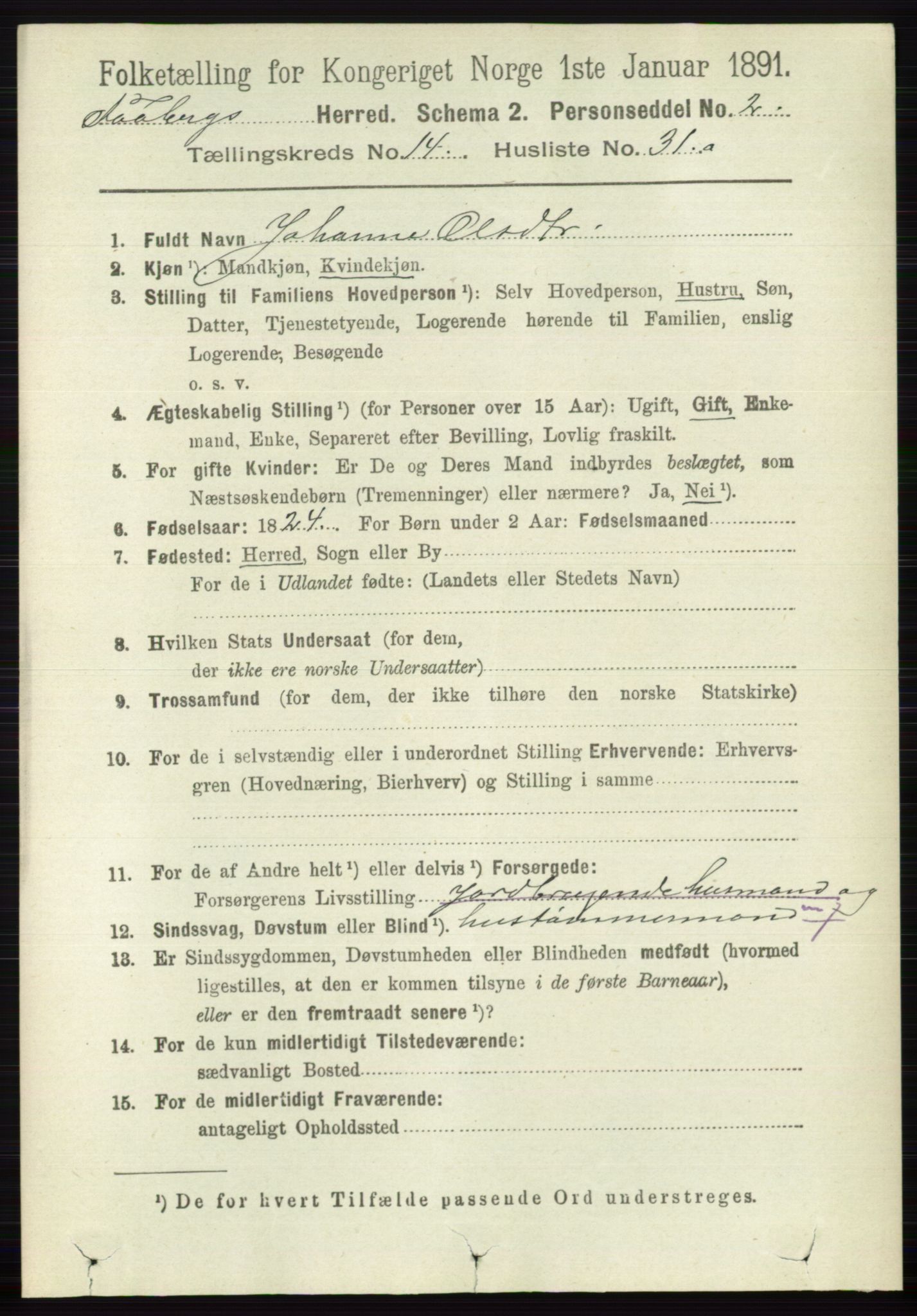 RA, 1891 census for 0524 Fåberg, 1891, p. 5815