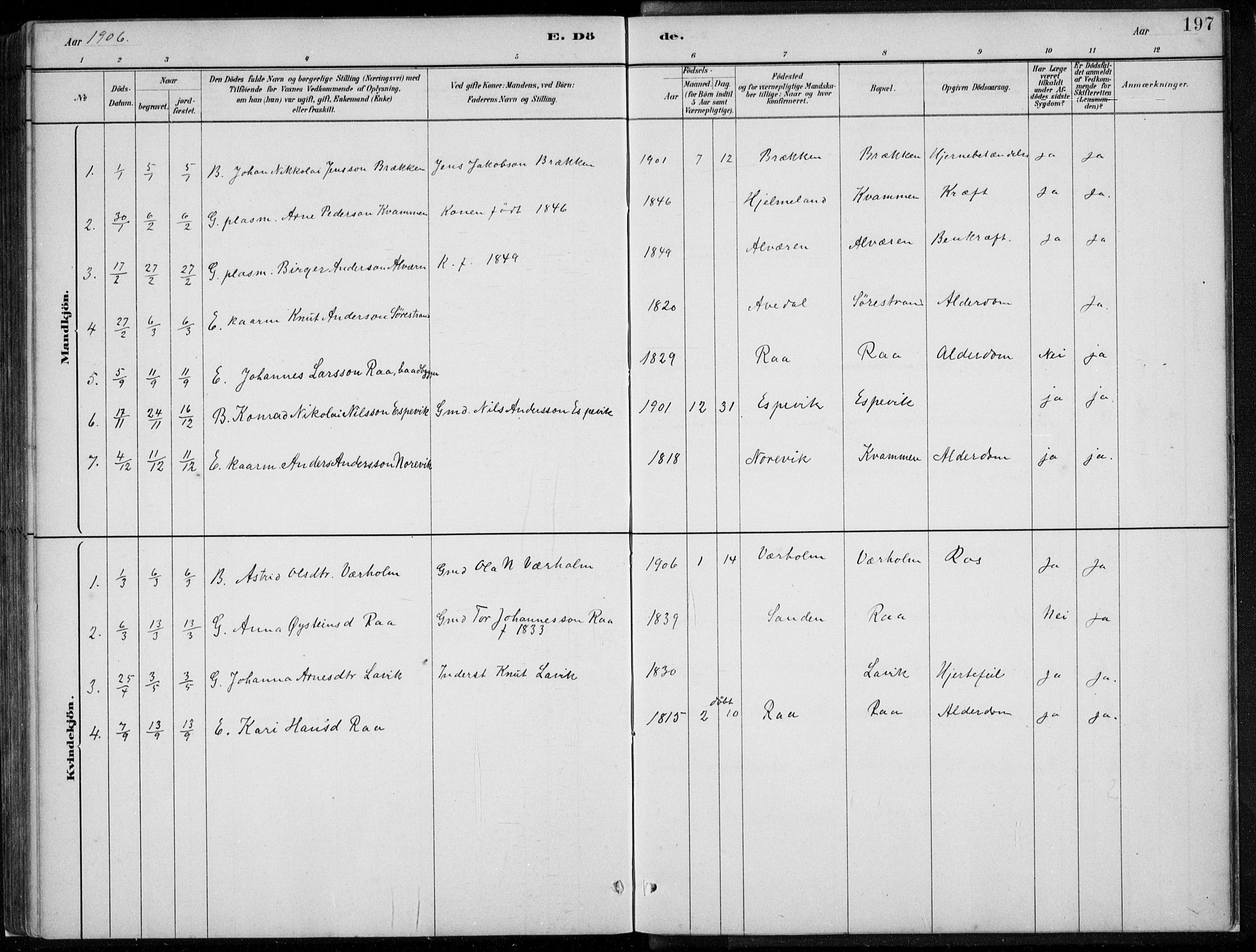 Lavik sokneprestembete, SAB/A-80901: Parish register (copy) no. A 2, 1882-1910, p. 197