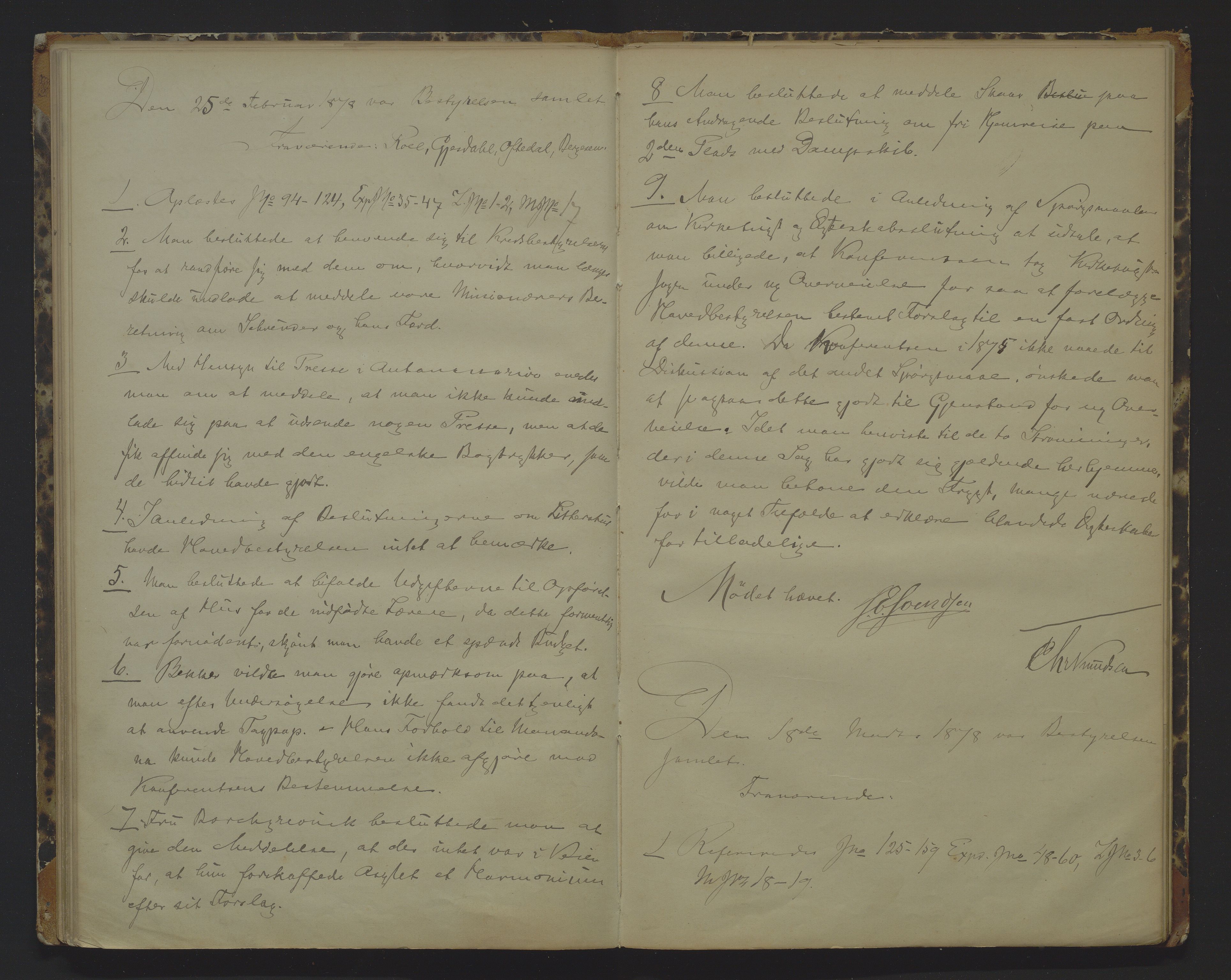 Det Norske Misjonsselskap - hovedadministrasjonen, VID/MA-A-1045/D/Da/Daa/L0009: Styreprotokoll nr. IV, 25. januar 1875 - 9. februar 1881, 1875-1881