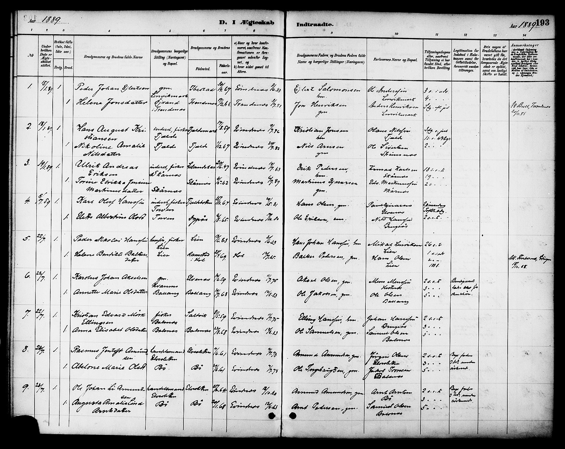 Ministerialprotokoller, klokkerbøker og fødselsregistre - Nordland, AV/SAT-A-1459/863/L0898: Parish register (official) no. 863A10, 1886-1897, p. 193