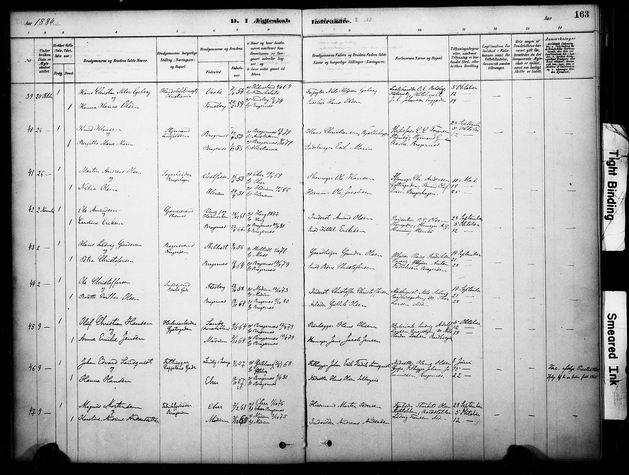 Bragernes kirkebøker, SAKO/A-6/F/Fc/L0005: Parish register (official) no. III 5, 1878-1890, p. 163
