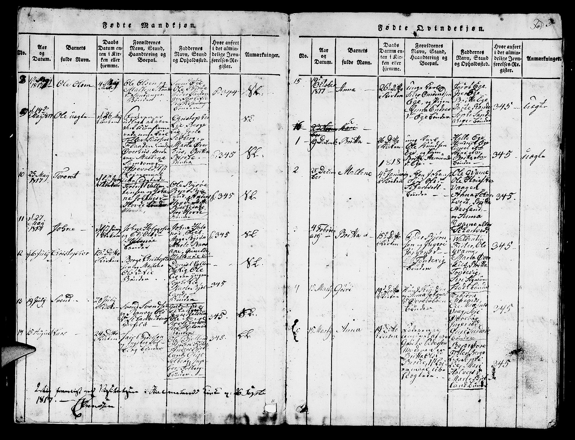 Hjelmeland sokneprestkontor, AV/SAST-A-101843/01/V/L0003: Parish register (copy) no. B 3, 1816-1841, p. 3