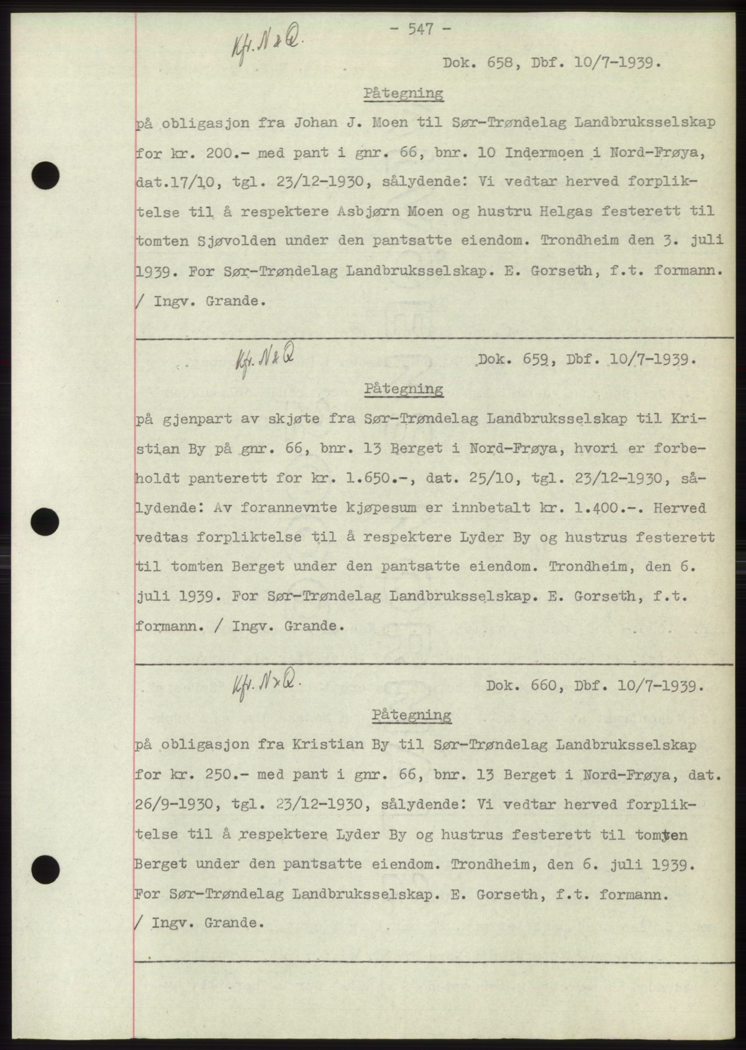 Hitra sorenskriveri, AV/SAT-A-0018/2/2C/2Ca: Mortgage book no. C1, 1936-1945, Diary no: : 658/1939