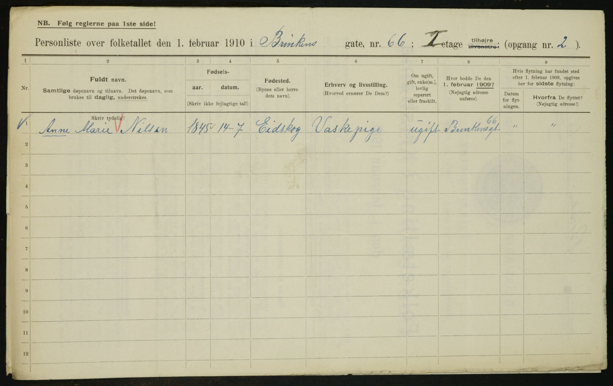 OBA, Municipal Census 1910 for Kristiania, 1910, p. 8801