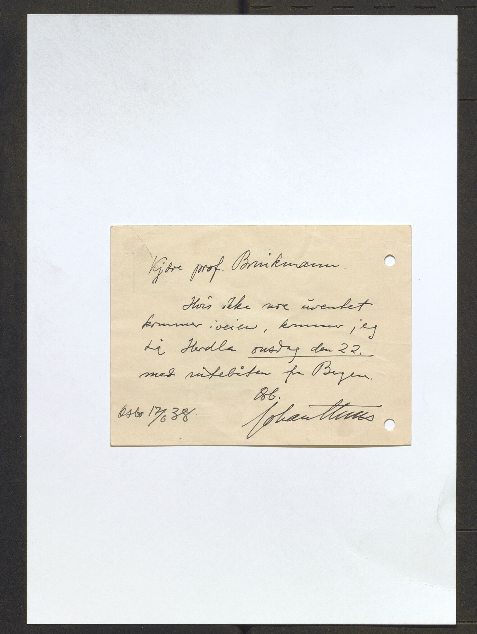 Bergens Museum, AV/SAB-A-17301/13/D/L0002: Korrespondanse , 1928-1940, p. 546