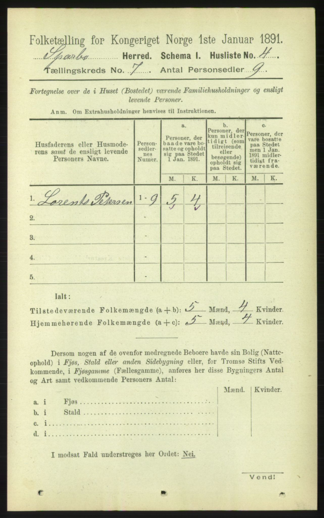 RA, 1891 census for 1731 Sparbu, 1891, p. 2339