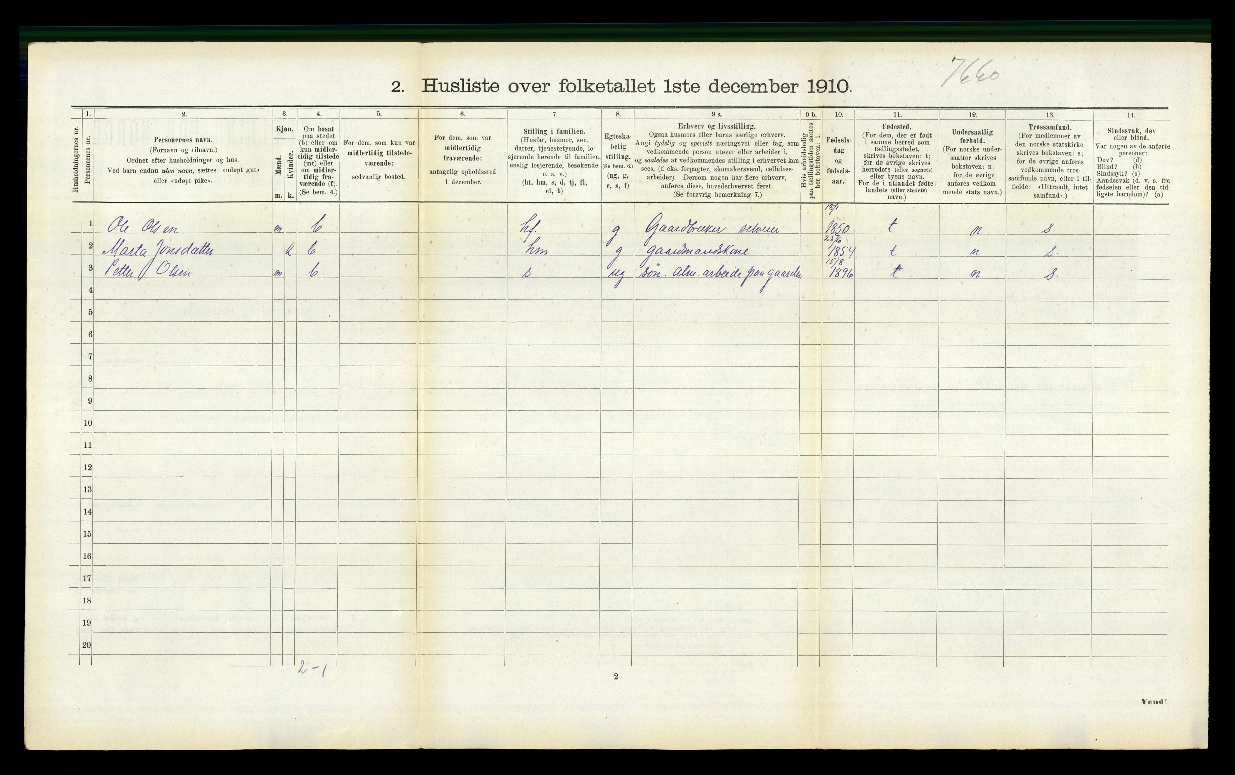 RA, 1910 census for Vanylven, 1910, p. 252