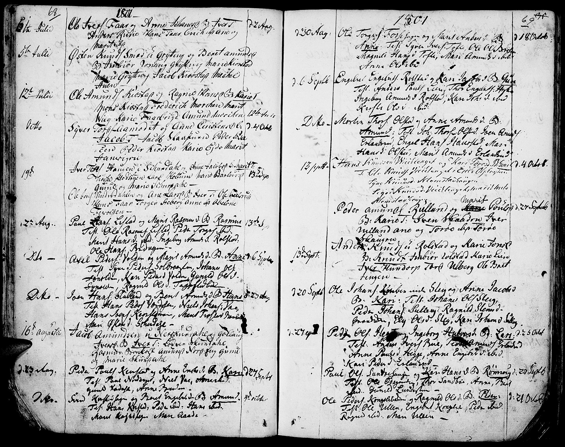 Fron prestekontor, AV/SAH-PREST-078/H/Ha/Haa/L0001: Parish register (official) no. 1, 1799-1816, p. 68-69