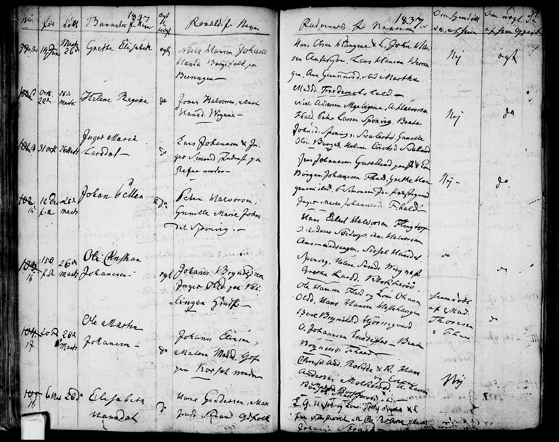 Berg prestekontor Kirkebøker, AV/SAO-A-10902/F/Fa/L0003: Parish register (official) no. I 3, 1832-1842, p. 54