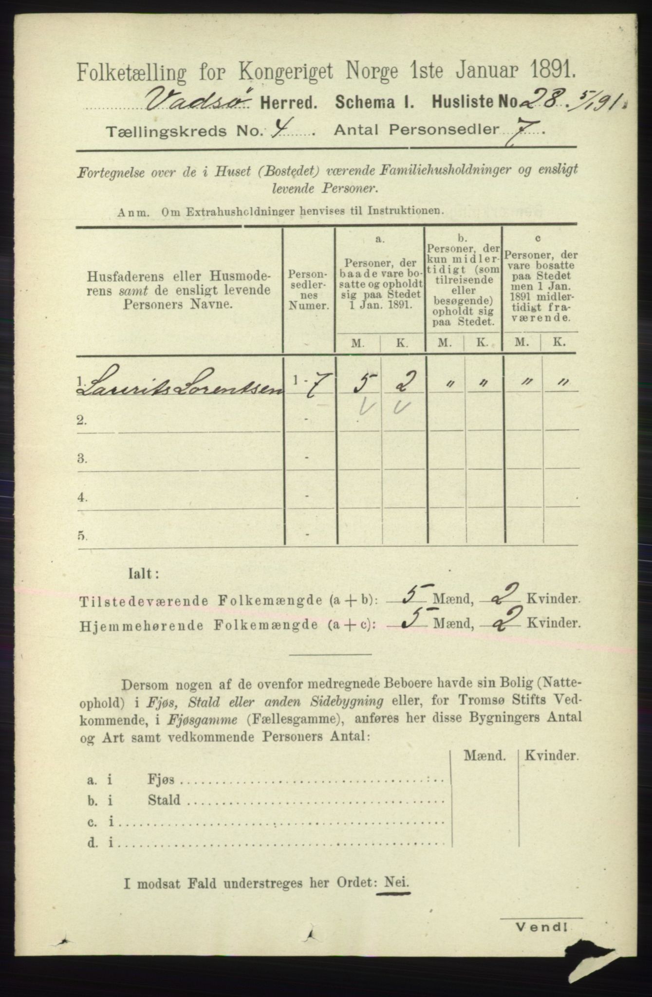 RA, 1891 census for 2029 Vadsø, 1891, p. 1171