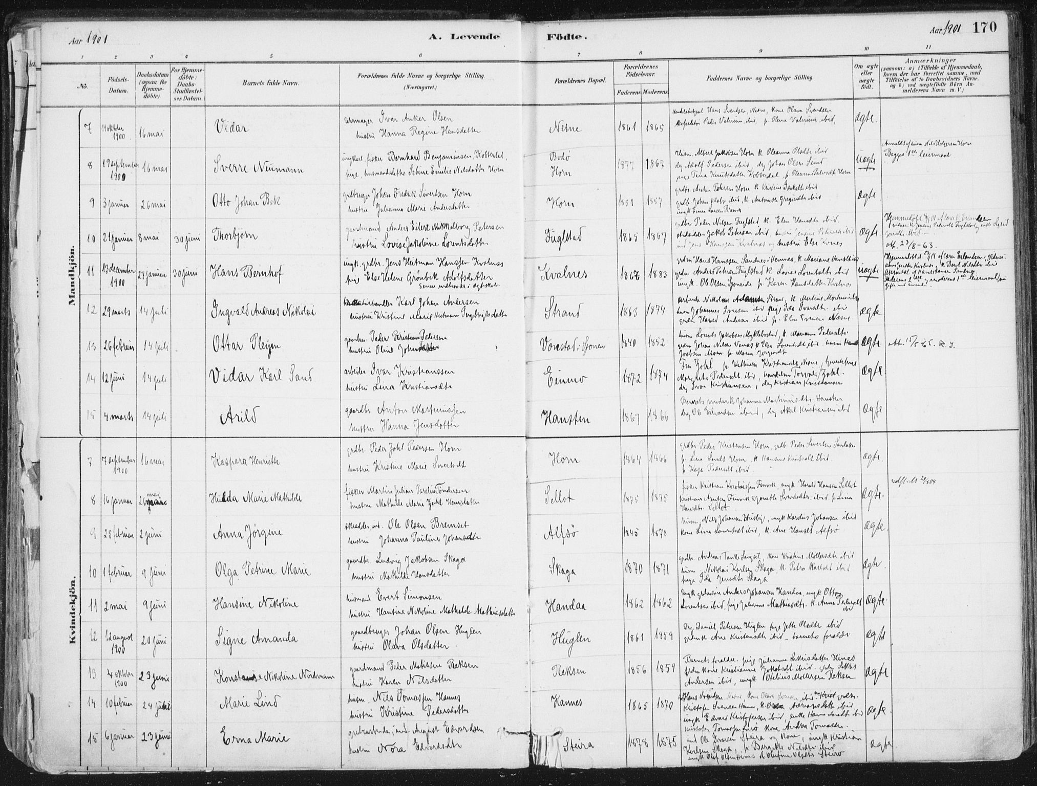 Ministerialprotokoller, klokkerbøker og fødselsregistre - Nordland, SAT/A-1459/838/L0552: Parish register (official) no. 838A10, 1880-1910, p. 170