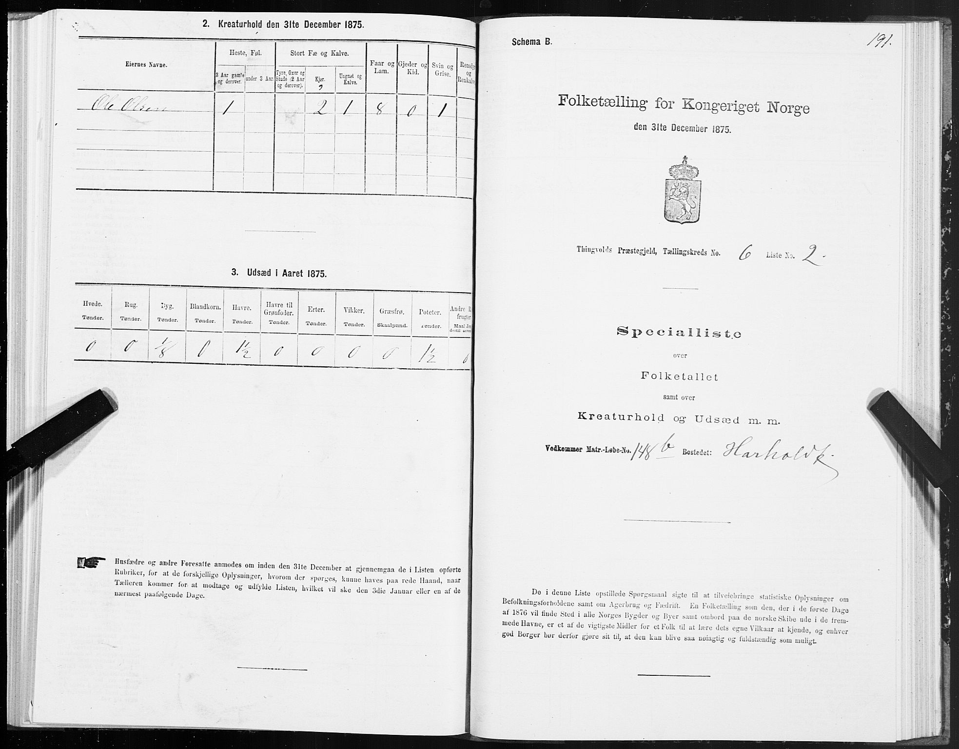 SAT, 1875 census for 1560P Tingvoll, 1875, p. 2191