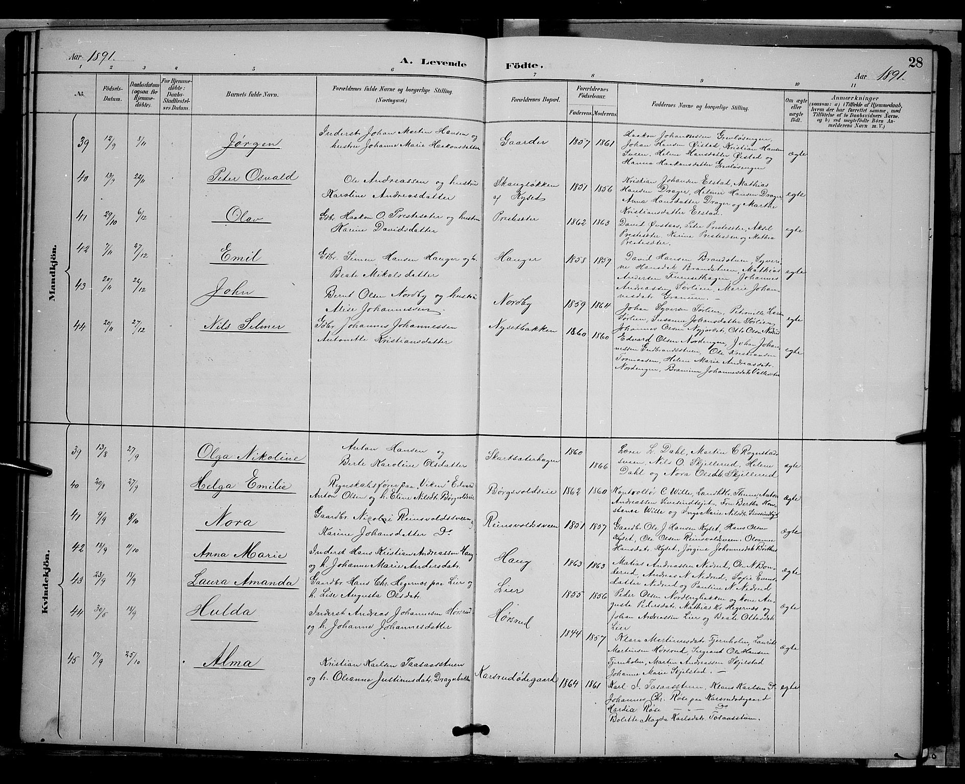 Vestre Toten prestekontor, SAH/PREST-108/H/Ha/Hab/L0009: Parish register (copy) no. 9, 1888-1900, p. 28