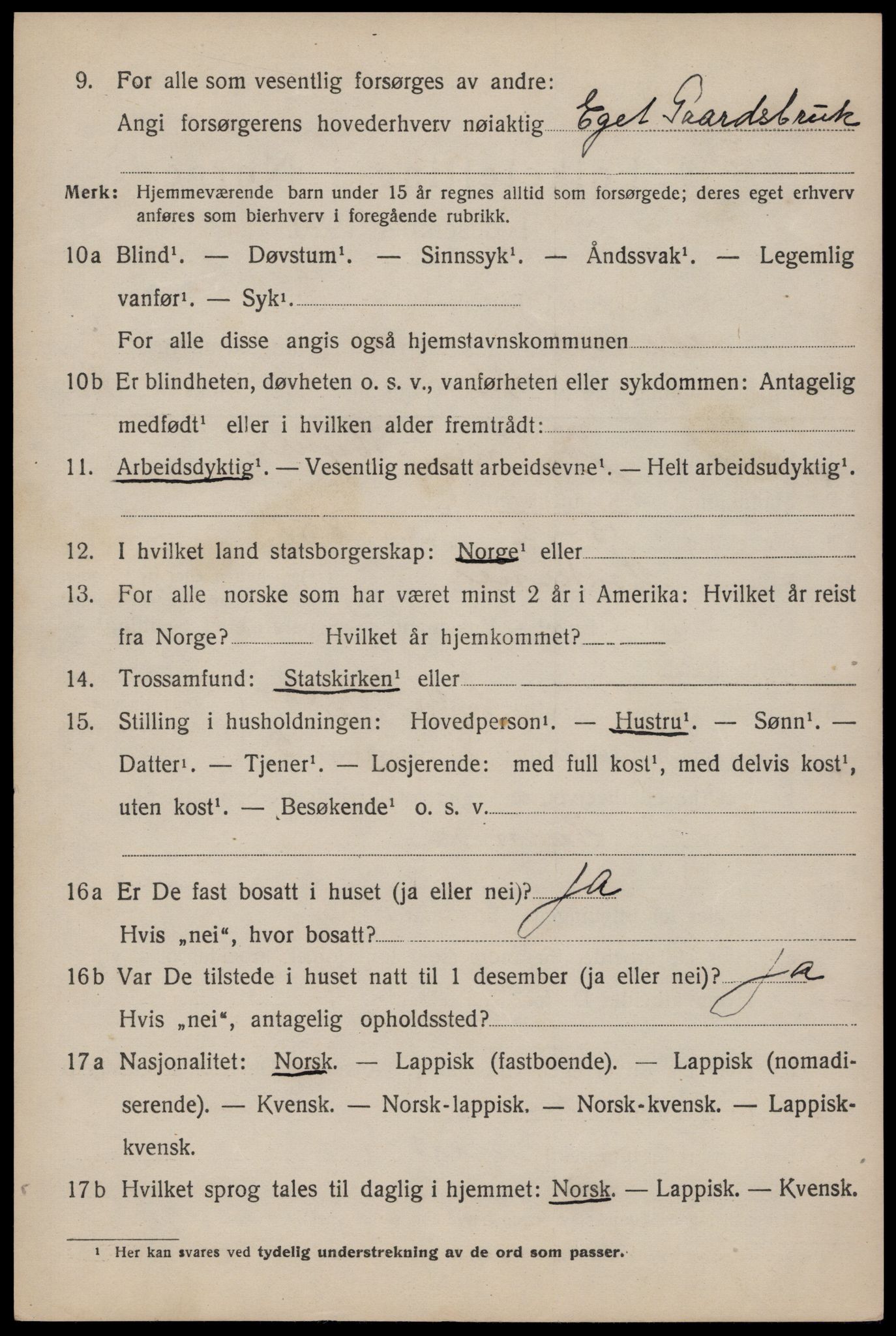 SAT, 1920 census for Moskenes, 1920, p. 3037