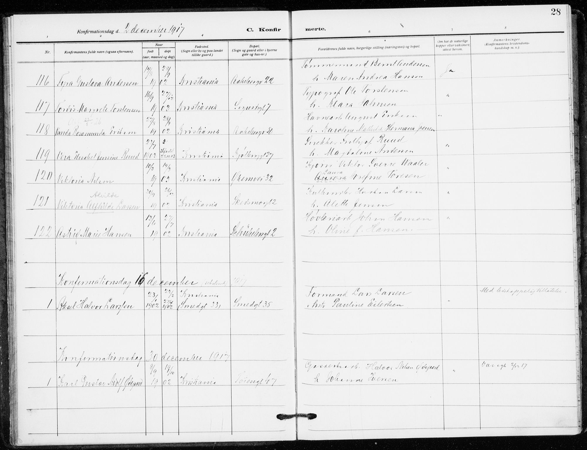 Kampen prestekontor Kirkebøker, AV/SAO-A-10853/F/Fa/L0013: Parish register (official) no. I 13, 1917-1922, p. 28