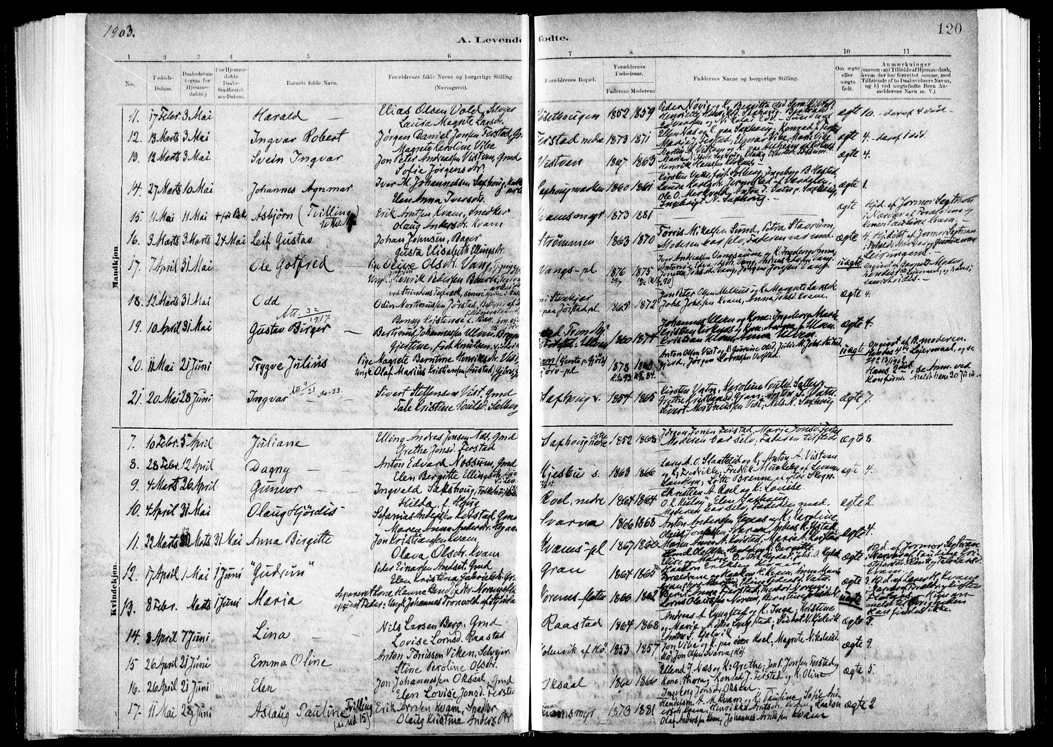 Ministerialprotokoller, klokkerbøker og fødselsregistre - Nord-Trøndelag, SAT/A-1458/730/L0285: Parish register (official) no. 730A10, 1879-1914, p. 120