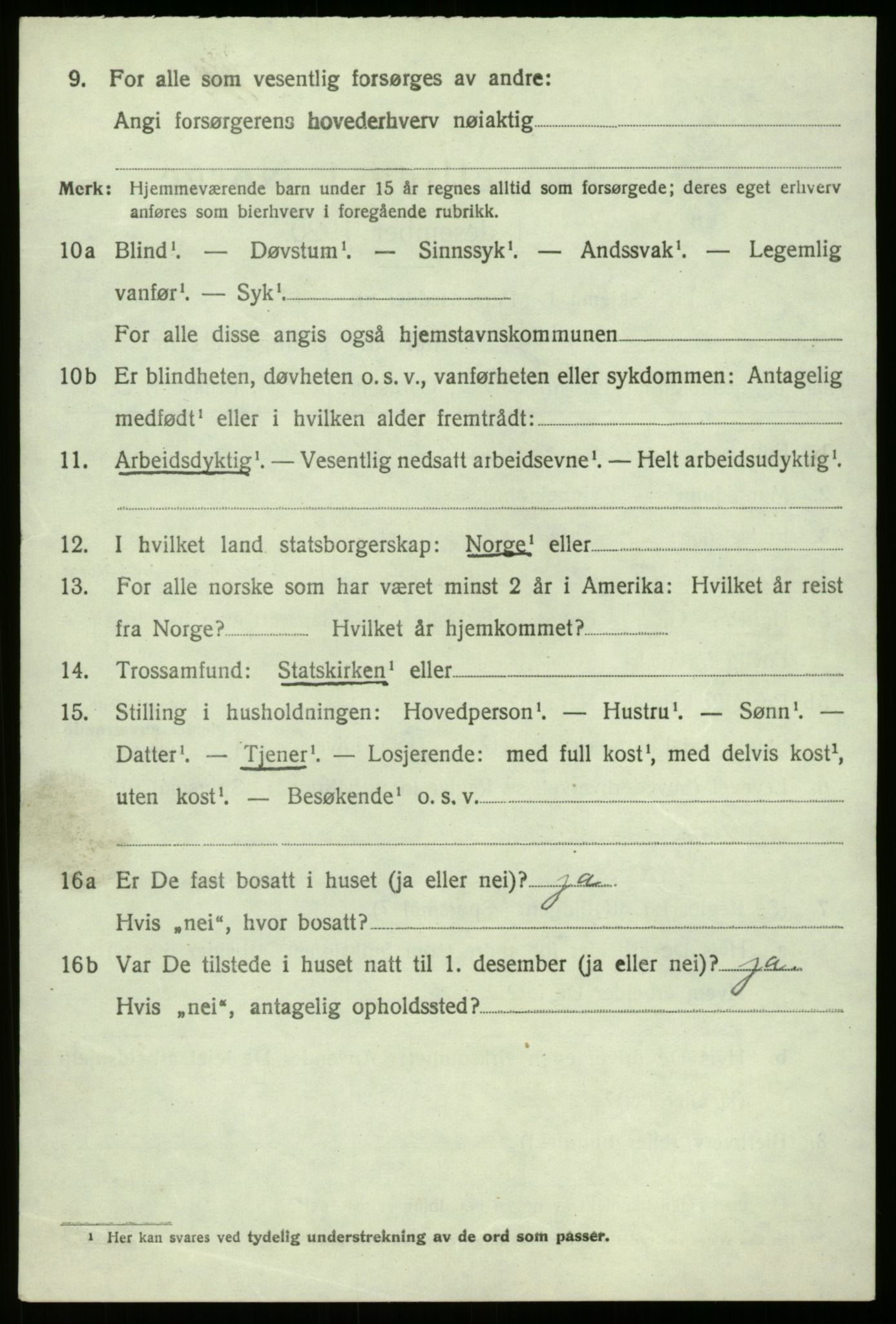 SAB, 1920 census for Lærdal, 1920, p. 2195