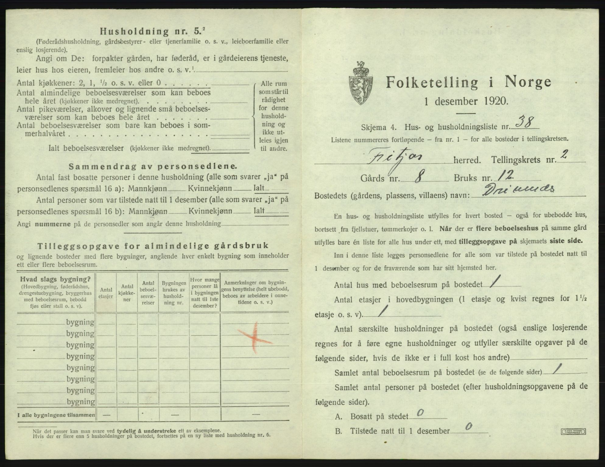 SAB, 1920 census for Fitjar, 1920, p. 239