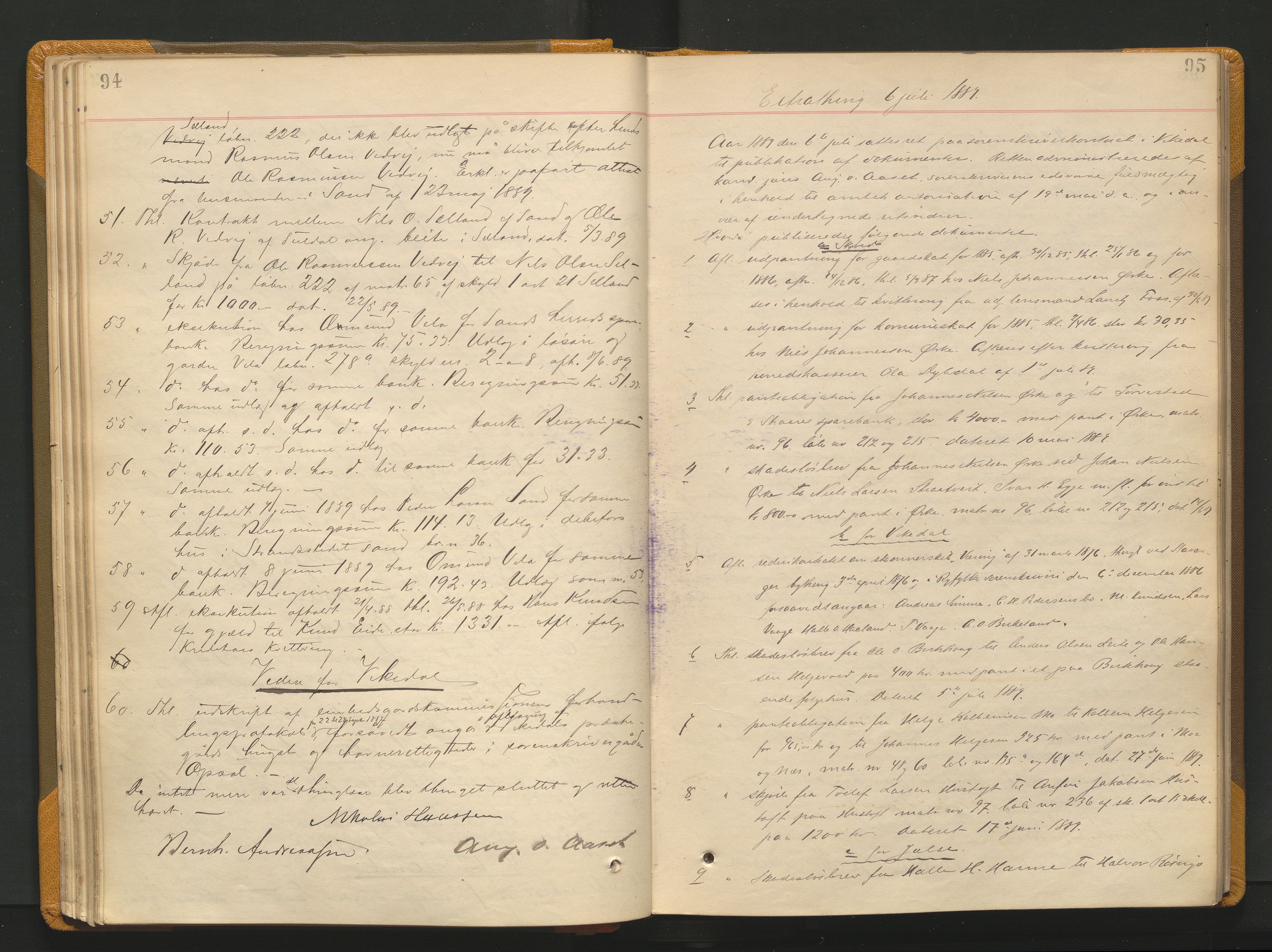 Ryfylke tingrett, AV/SAST-A-100055/001/I/IB/IB0/L0015: Tingbok, Ryfylke, 1889-1891, p. 94-95