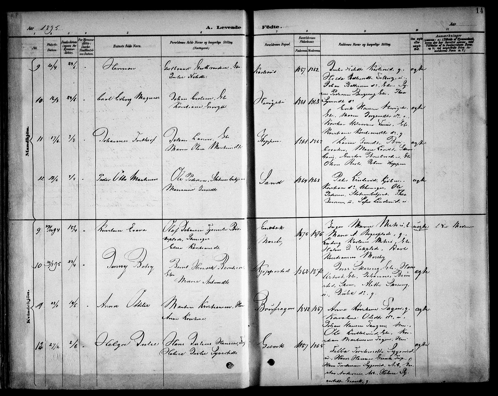 Kråkstad prestekontor Kirkebøker, SAO/A-10125a/F/Fb/L0002: Parish register (official) no. II 2, 1893-1917, p. 14