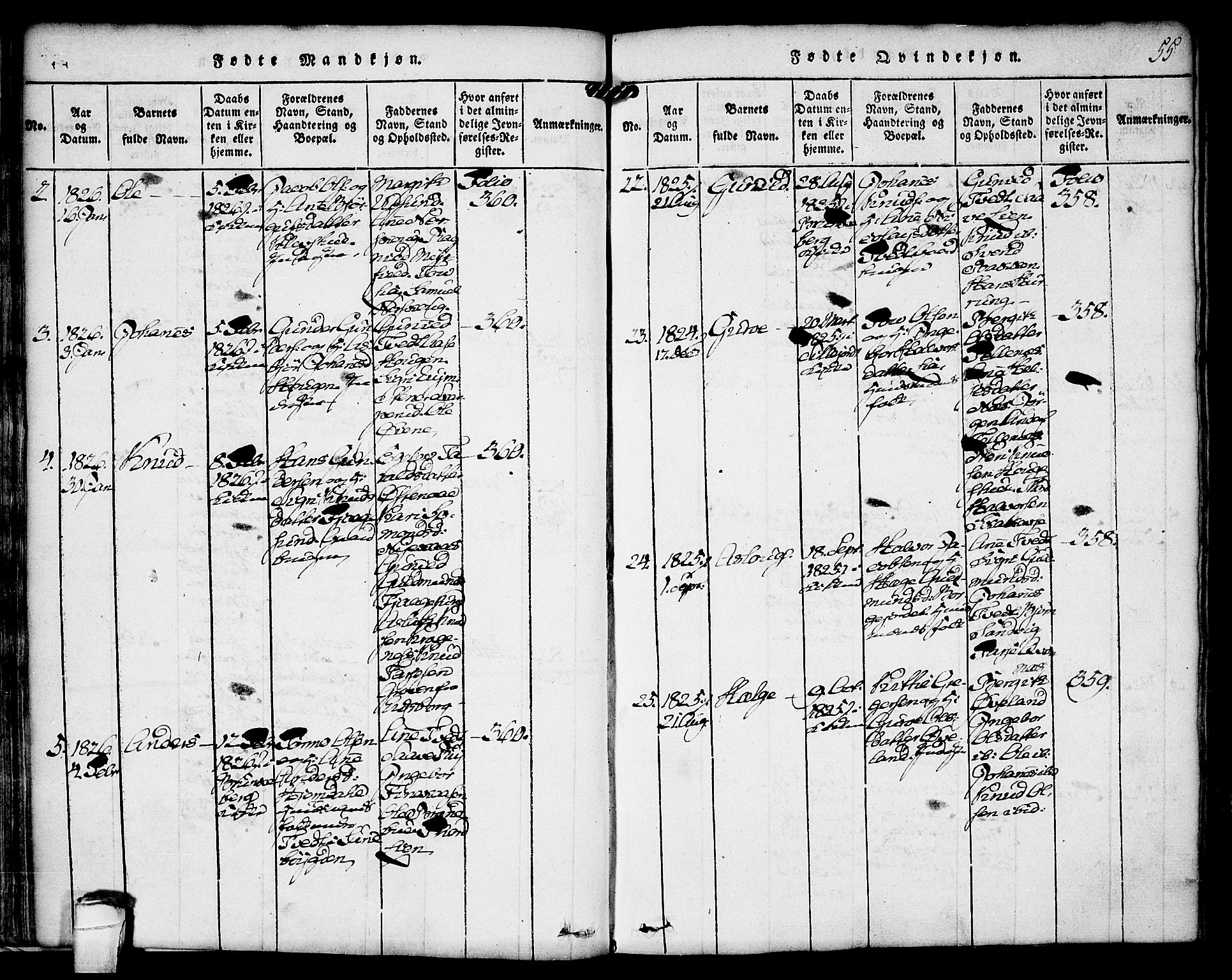Kviteseid kirkebøker, SAKO/A-276/F/Fa/L0005: Parish register (official) no. I 5, 1815-1836, p. 55