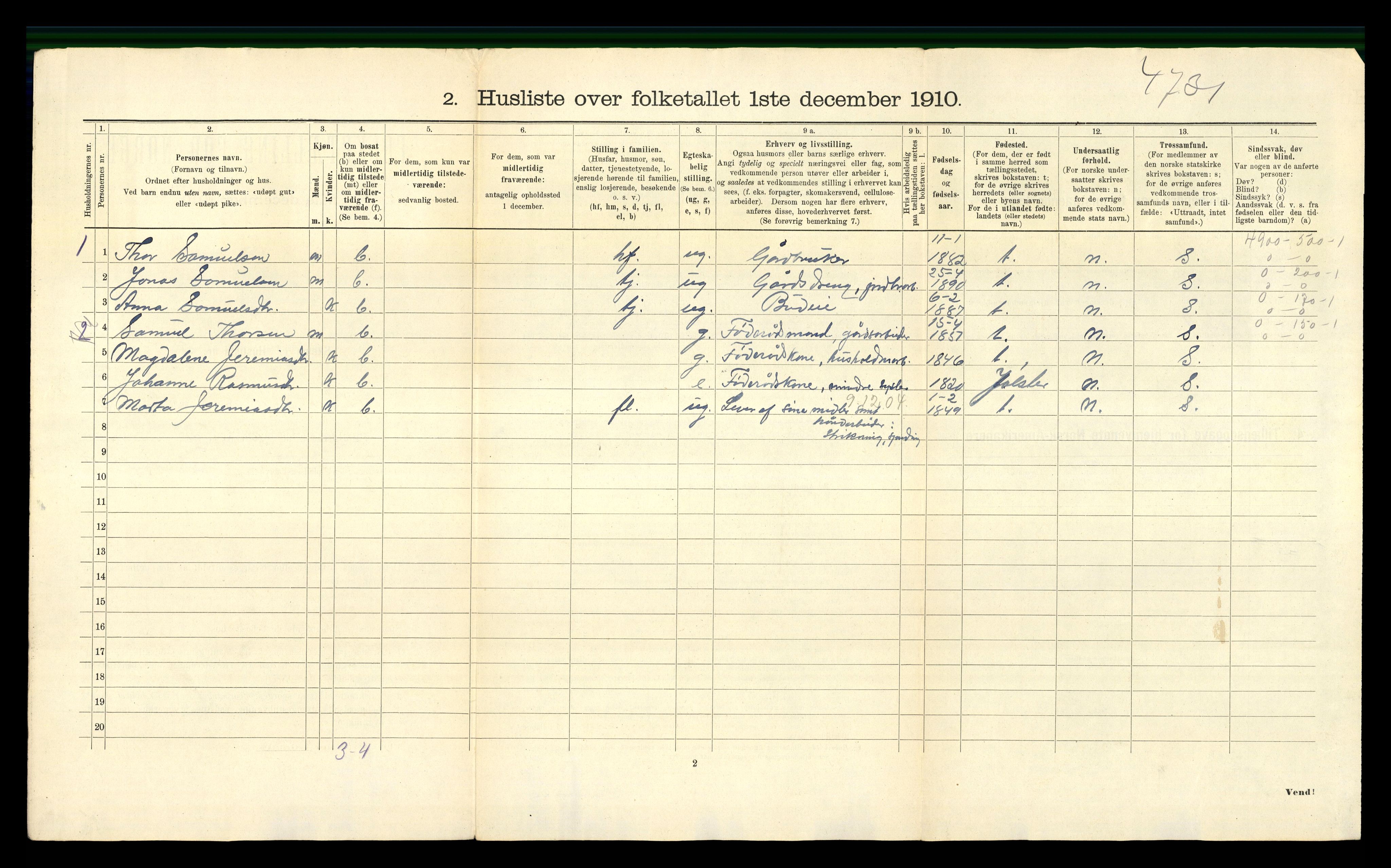 RA, 1910 census for Breim, 1910, p. 561