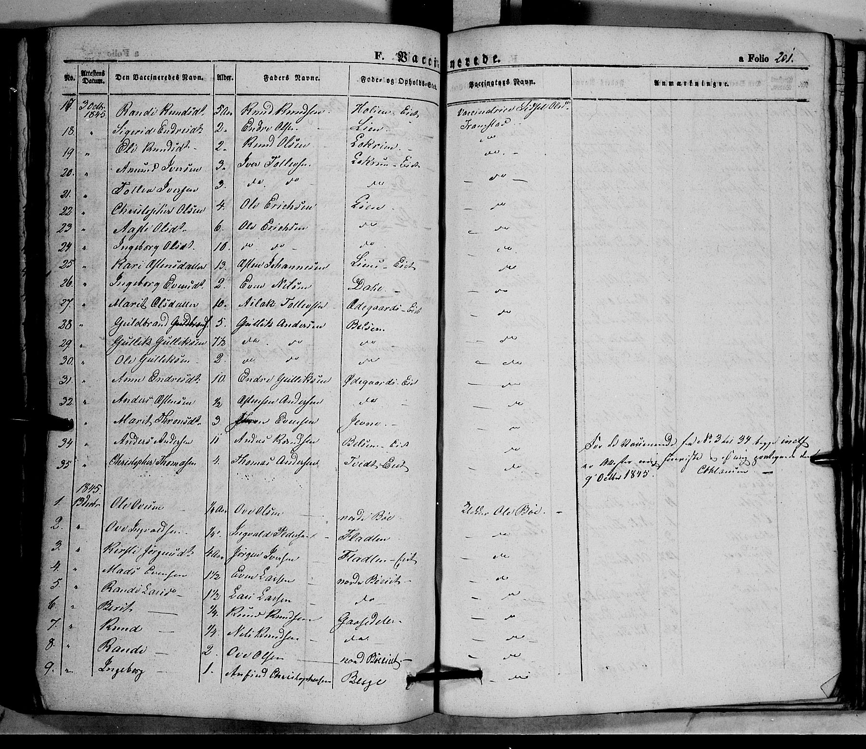 Vang prestekontor, Valdres, SAH/PREST-140/H/Ha/L0005: Parish register (official) no. 5, 1831-1845, p. 201