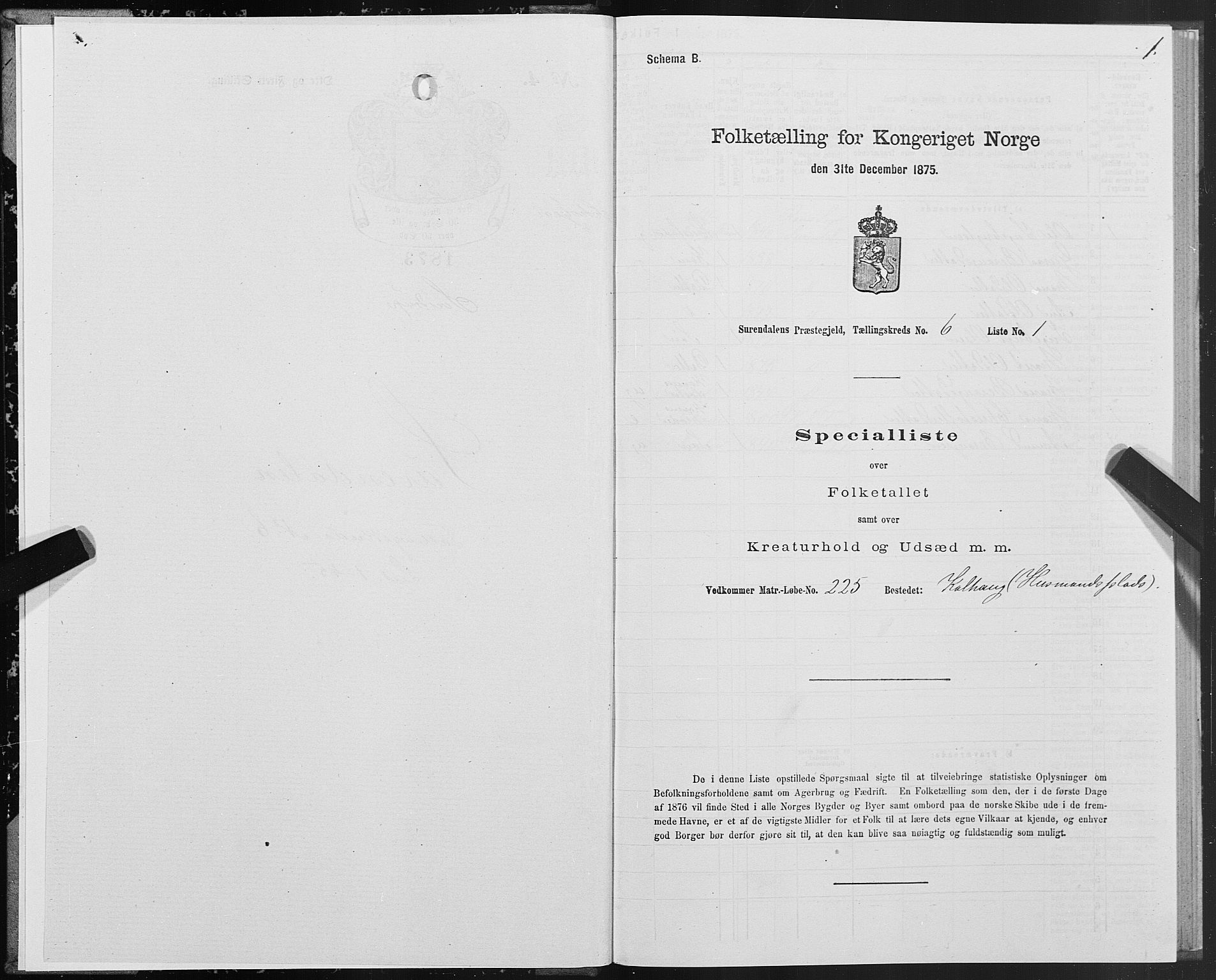 SAT, 1875 census for 1566P Surnadal, 1875, p. 3001