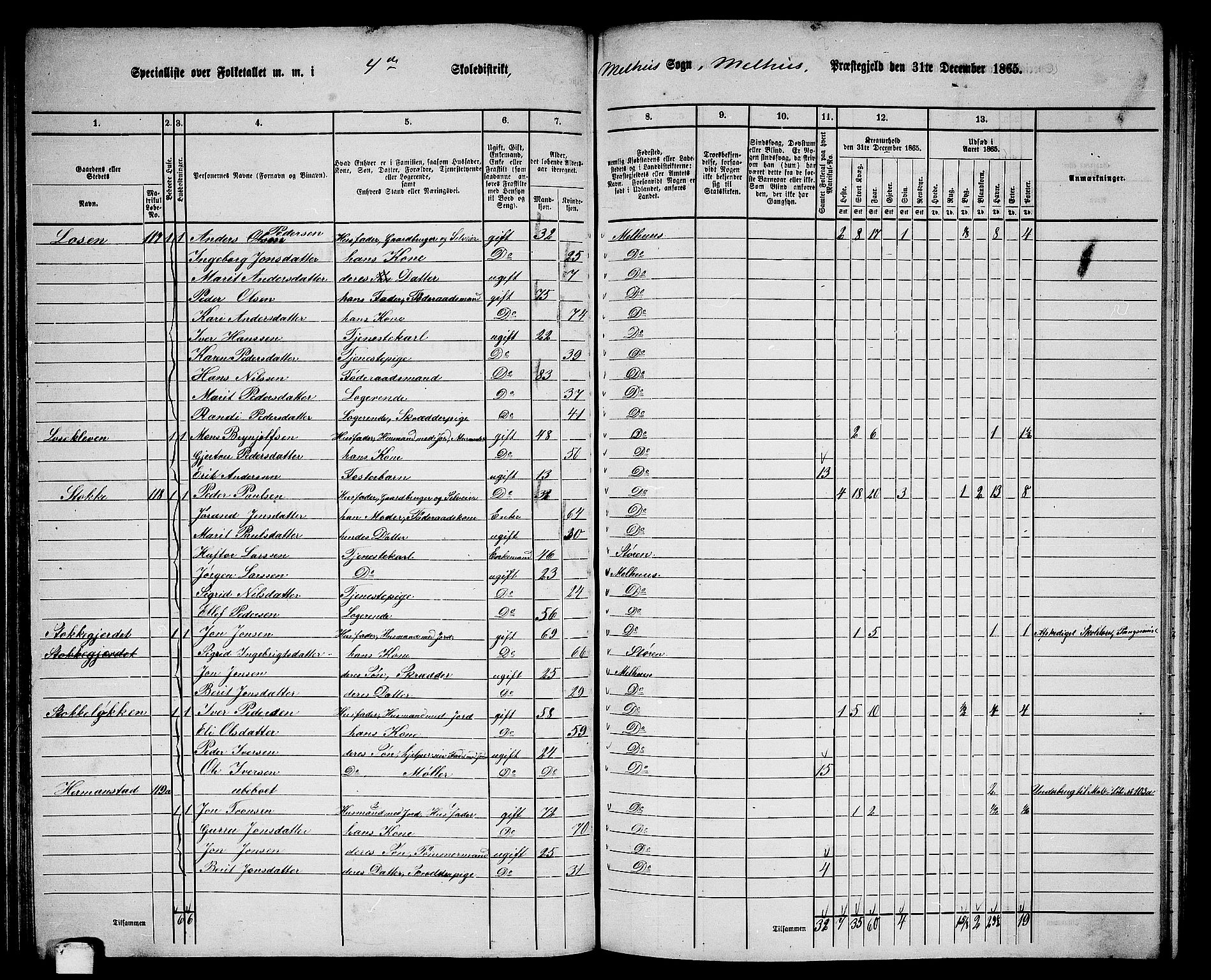 RA, 1865 census for Melhus, 1865, p. 82