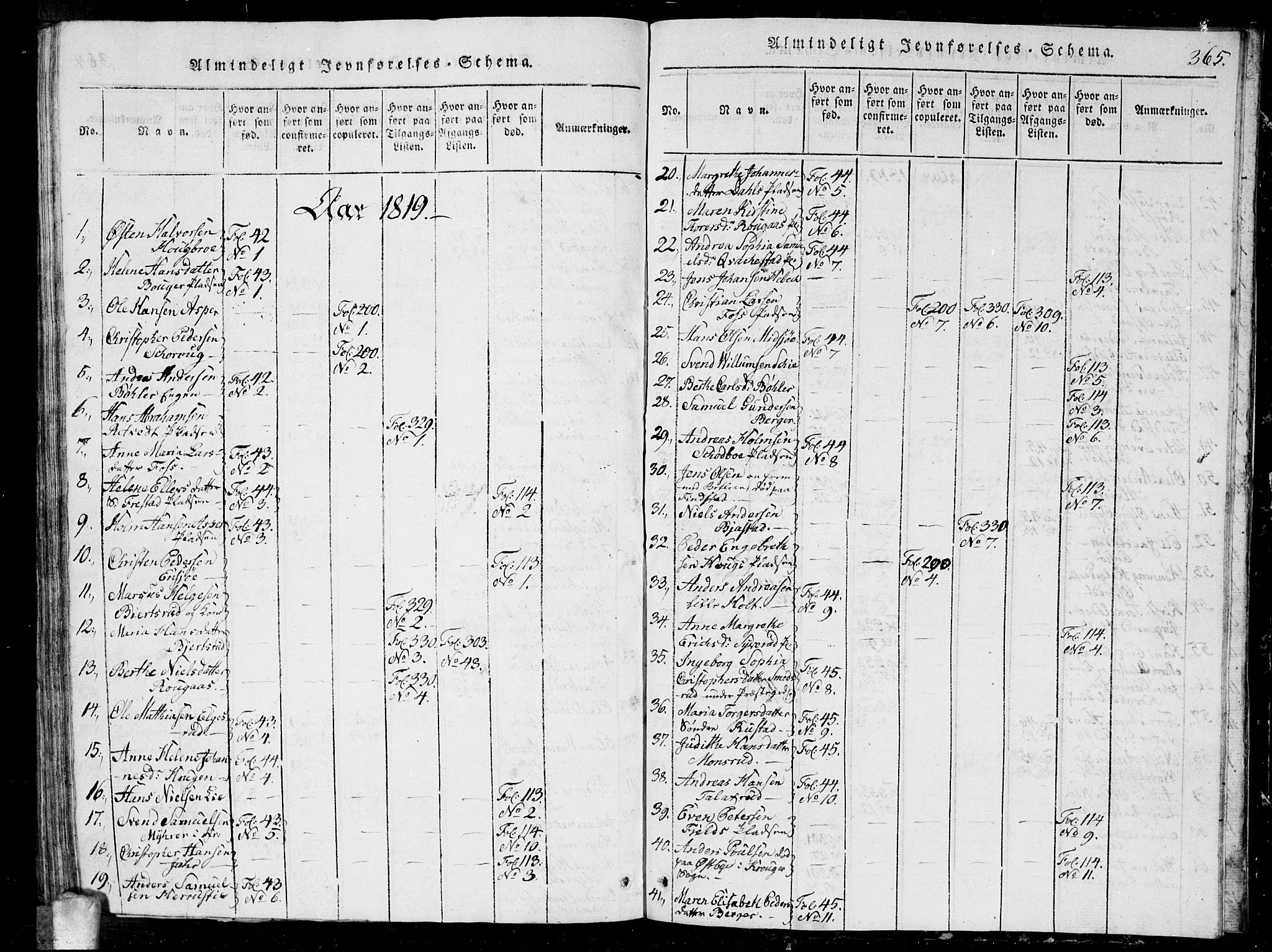 Kråkstad prestekontor Kirkebøker, AV/SAO-A-10125a/G/Ga/L0001: Parish register (copy) no. I 1, 1813-1824, p. 365