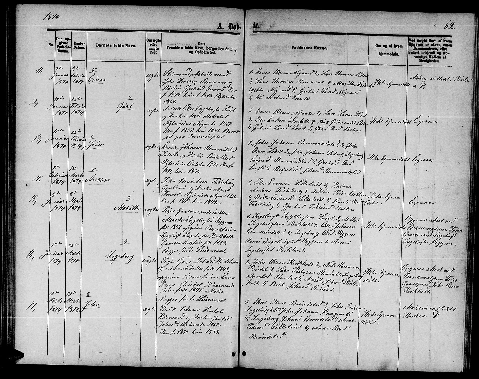 Ministerialprotokoller, klokkerbøker og fødselsregistre - Møre og Romsdal, AV/SAT-A-1454/598/L1076: Parish register (copy) no. 598C01, 1867-1878, p. 62