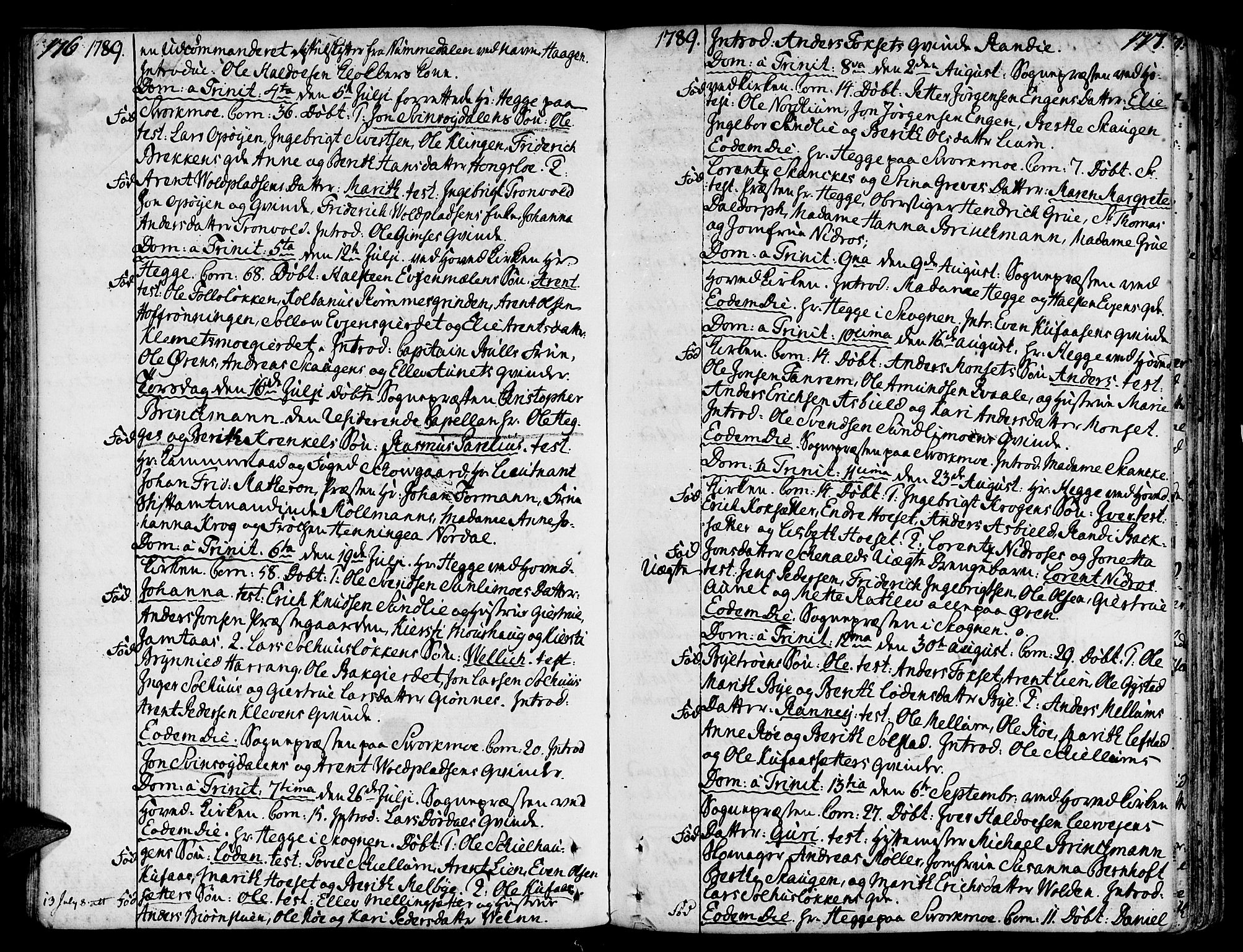 Ministerialprotokoller, klokkerbøker og fødselsregistre - Sør-Trøndelag, SAT/A-1456/668/L0802: Parish register (official) no. 668A02, 1776-1799, p. 176-177