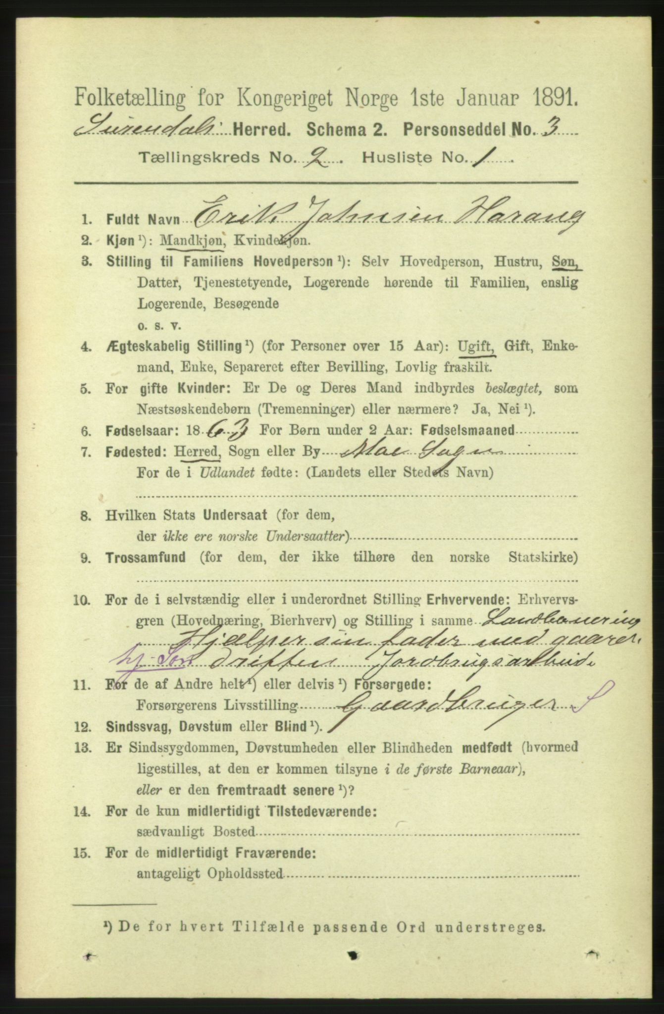 RA, 1891 census for 1566 Surnadal, 1891, p. 511