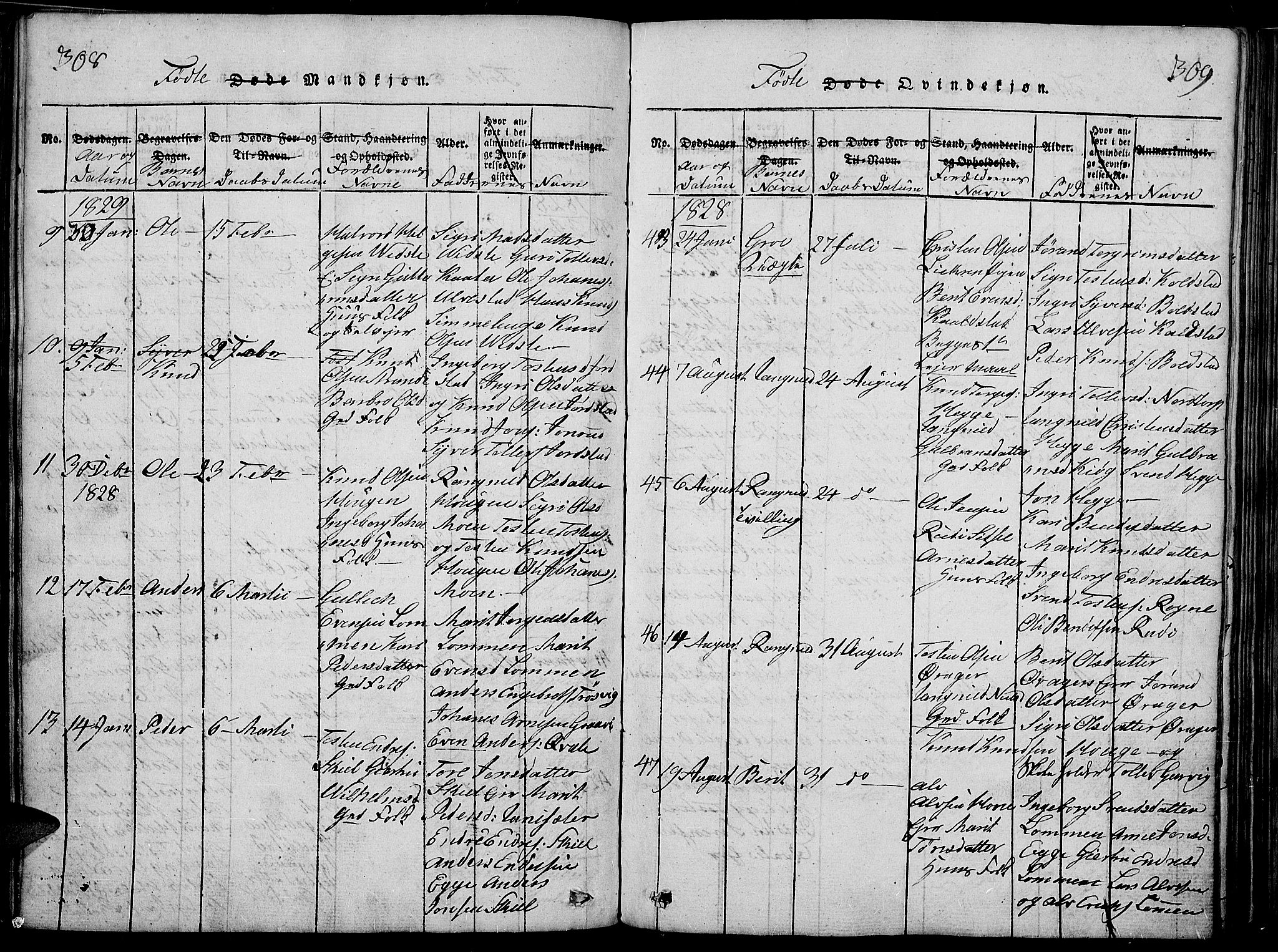 Slidre prestekontor, AV/SAH-PREST-134/H/Ha/Haa/L0002: Parish register (official) no. 2, 1814-1830, p. 308-309