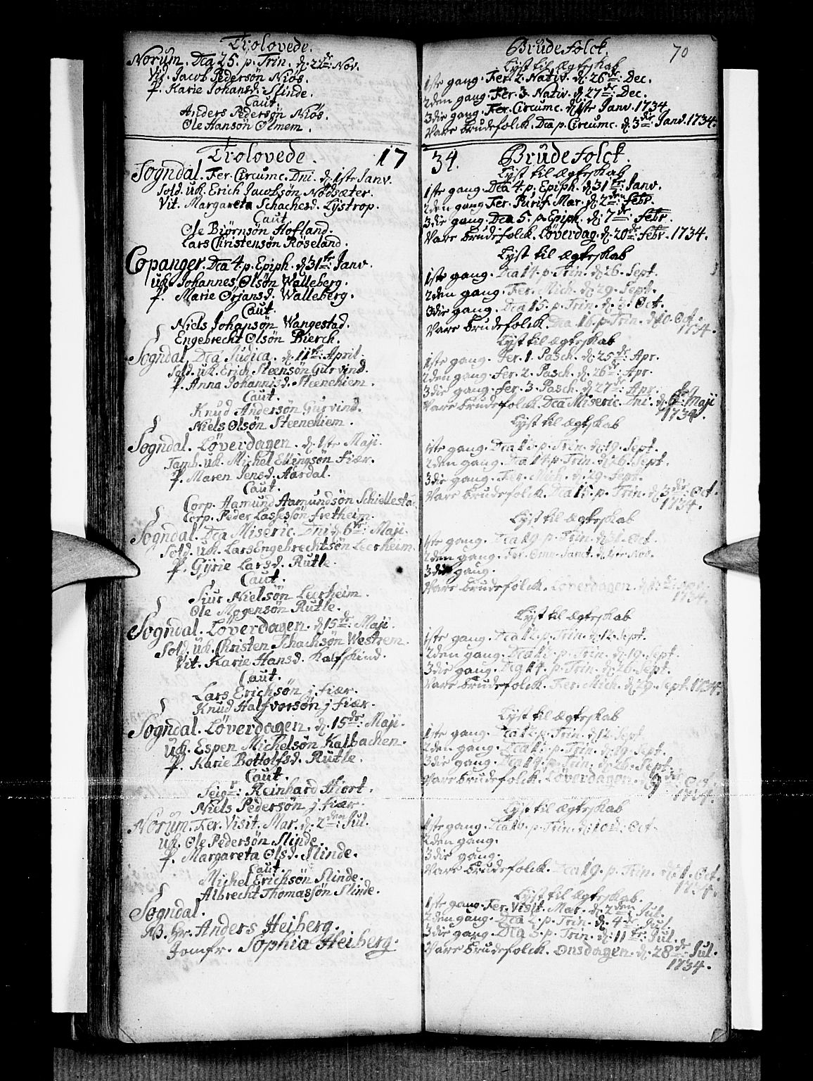 Sogndal sokneprestembete, AV/SAB-A-81301/H/Haa/Haaa/L0002: Parish register (official) no. A 2, 1725-1741, p. 70