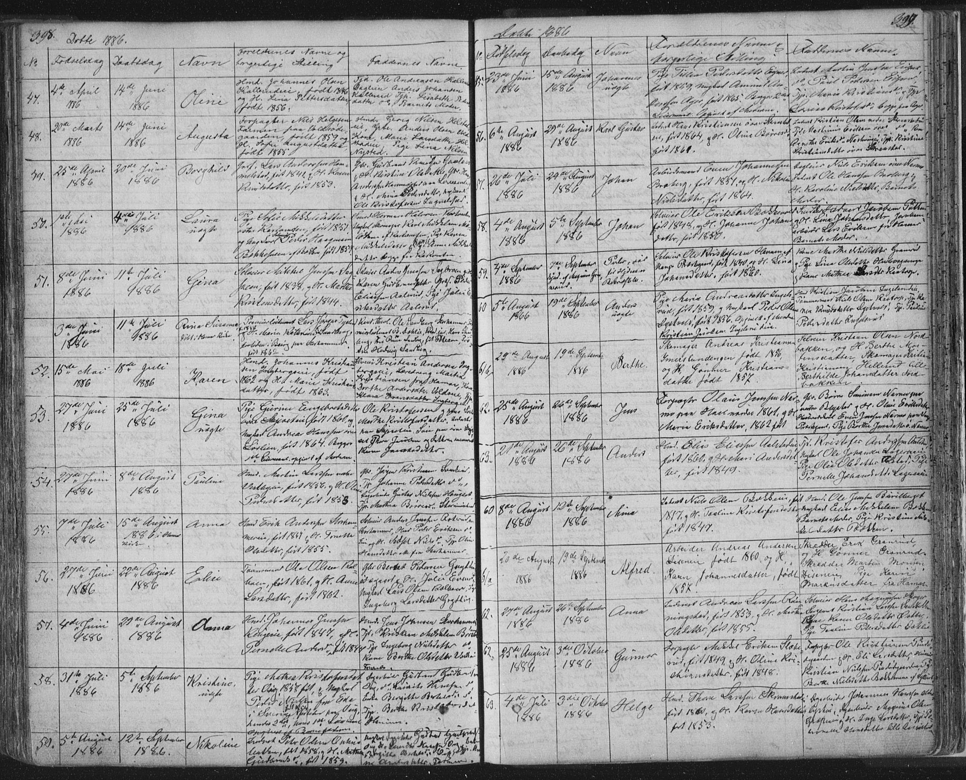 Vang prestekontor, Hedmark, AV/SAH-PREST-008/H/Ha/Hab/L0010A: Parish register (copy) no. 10a, 1854-1896, p. 398-399