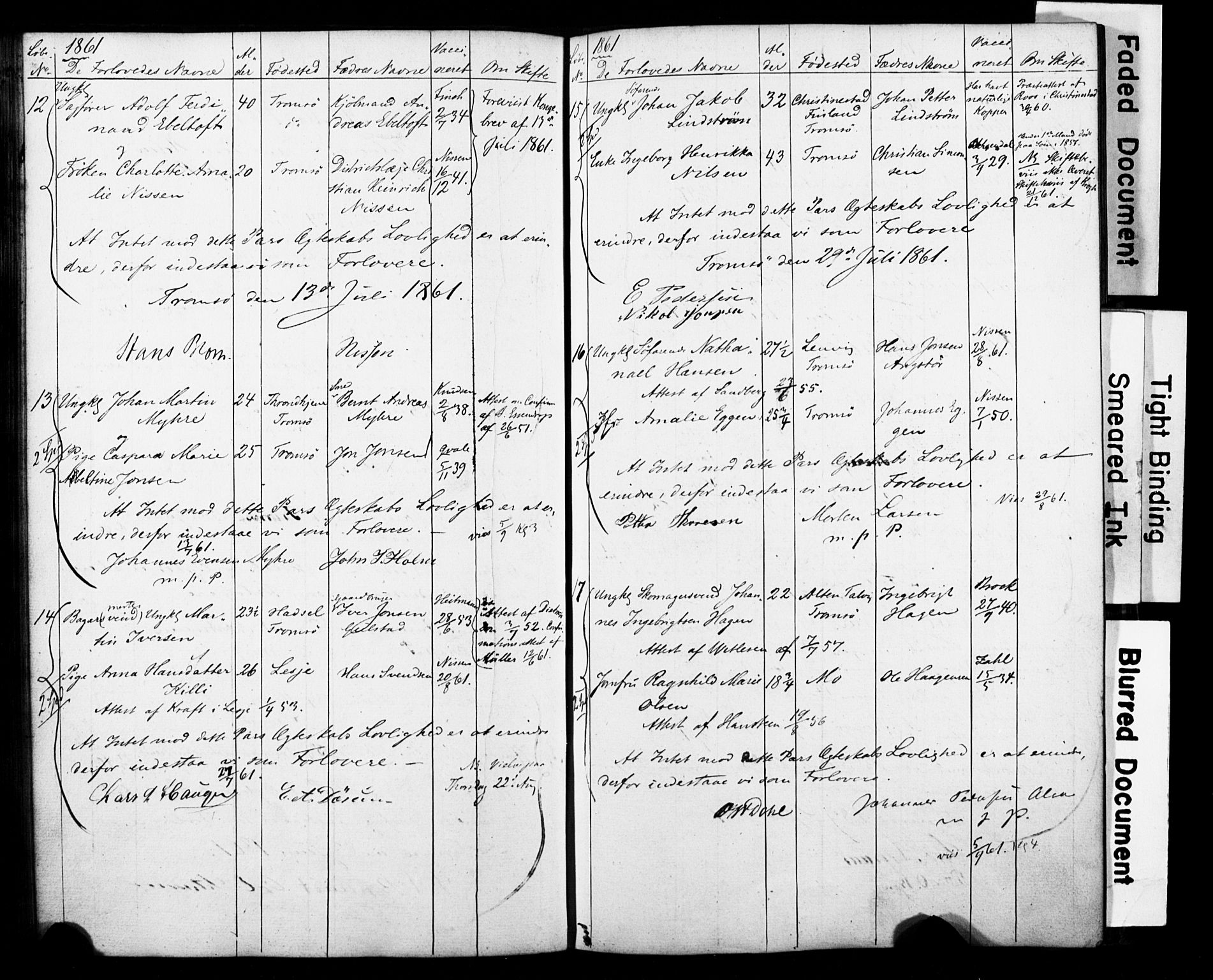 Tromsø sokneprestkontor/stiftsprosti/domprosti, AV/SATØ-S-1343/H/Hc/L0097: Banns register no. 97, 1851-1872