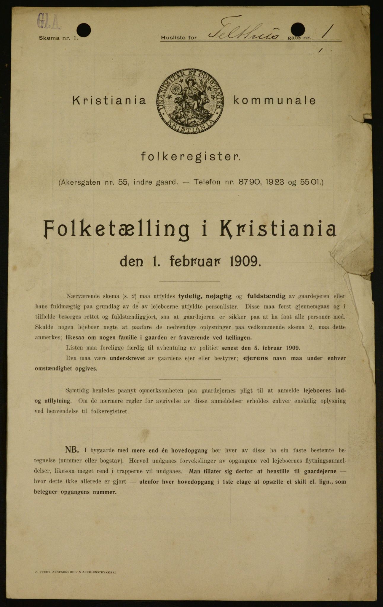 OBA, Municipal Census 1909 for Kristiania, 1909, p. 97493