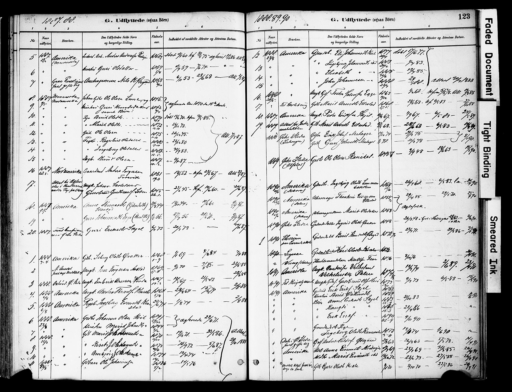 Vestre Slidre prestekontor, SAH/PREST-136/H/Ha/Haa/L0005: Parish register (official) no. 5, 1881-1912, p. 123