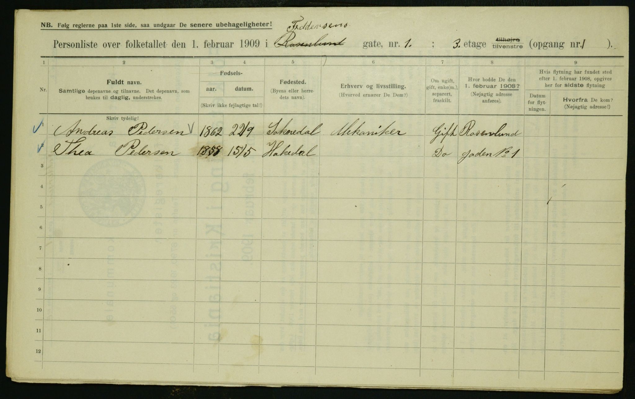 OBA, Municipal Census 1909 for Kristiania, 1909, p. 21629