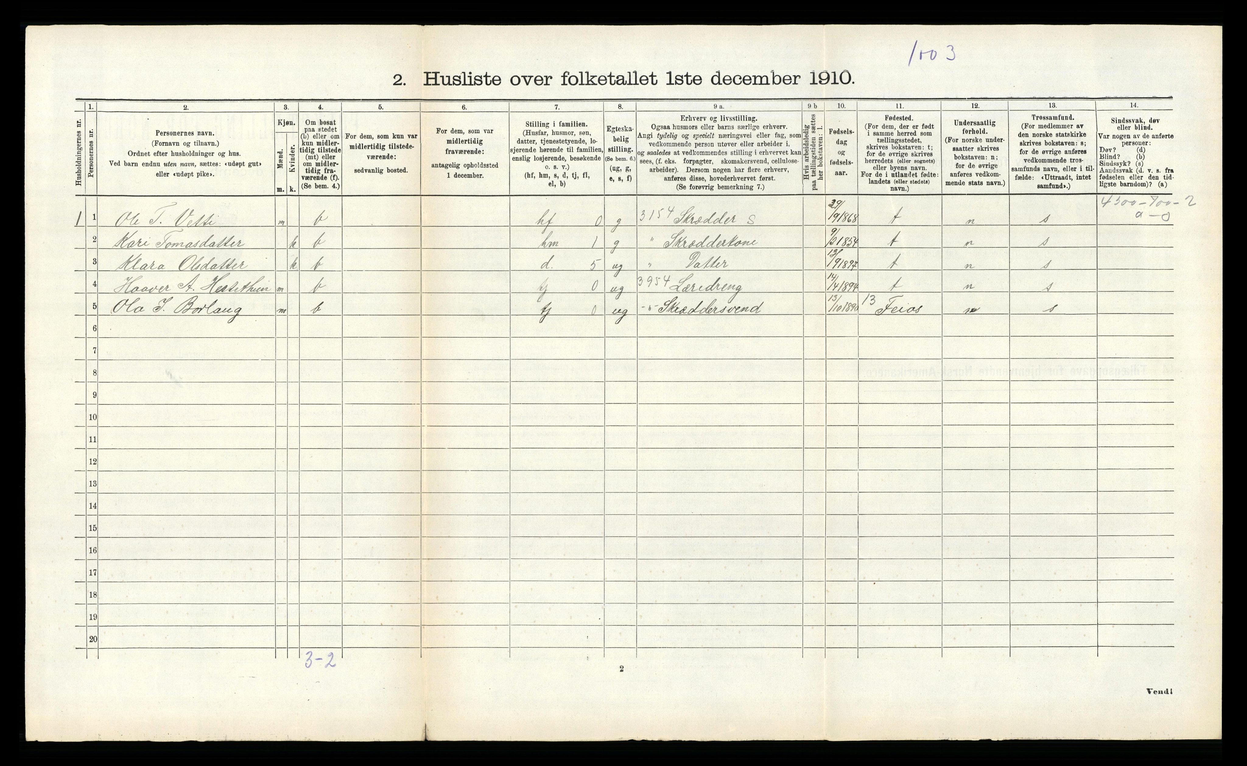 RA, 1910 census for Årdal, 1910, p. 345